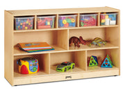 07170JC Low Combo Mobile Storage Unit with Clear Bins, Beige