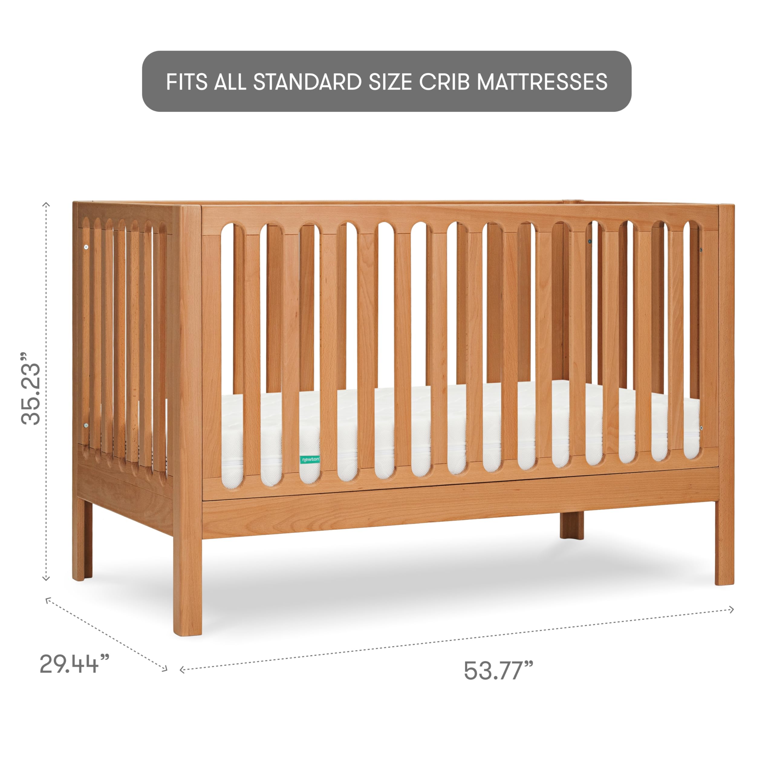 Convertible Crib Solid Beech Wood 3-in-1