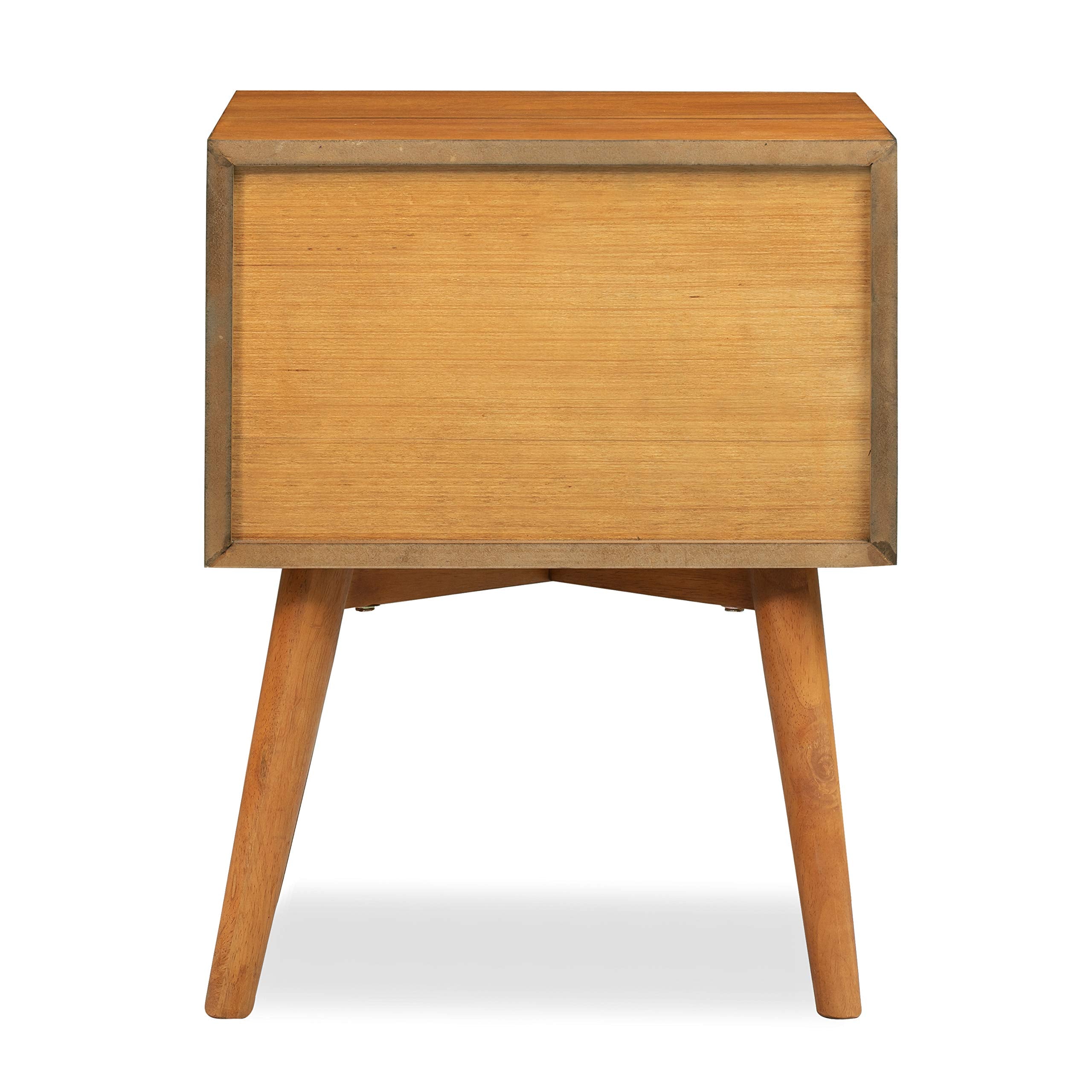 Mid-Century Modern Nightstand with 2 Drawers - Walnut Finish Bedside Table