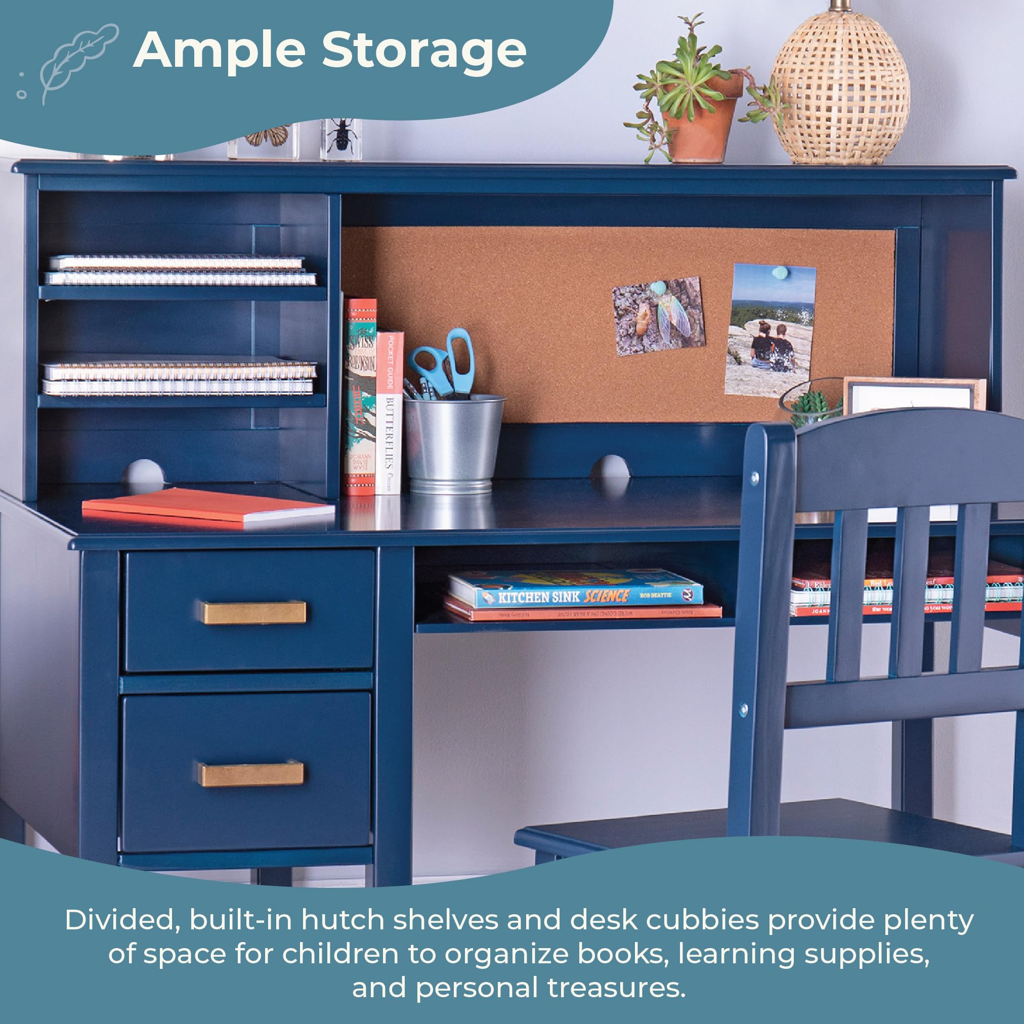 Kids Desk and Chair Set with Hutch
