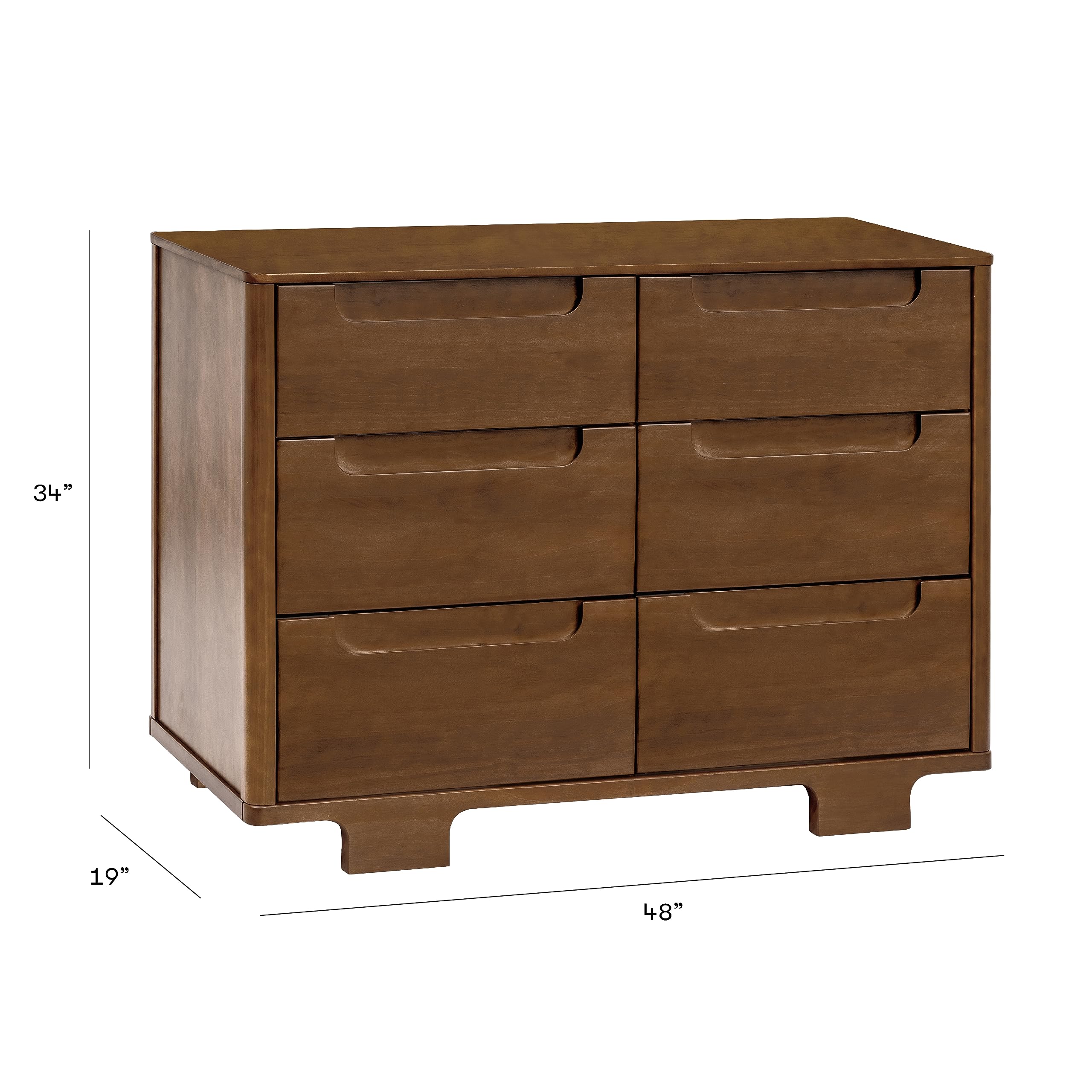 6-Drawer Dresser with Arched Feet and Curved Hand Grooves