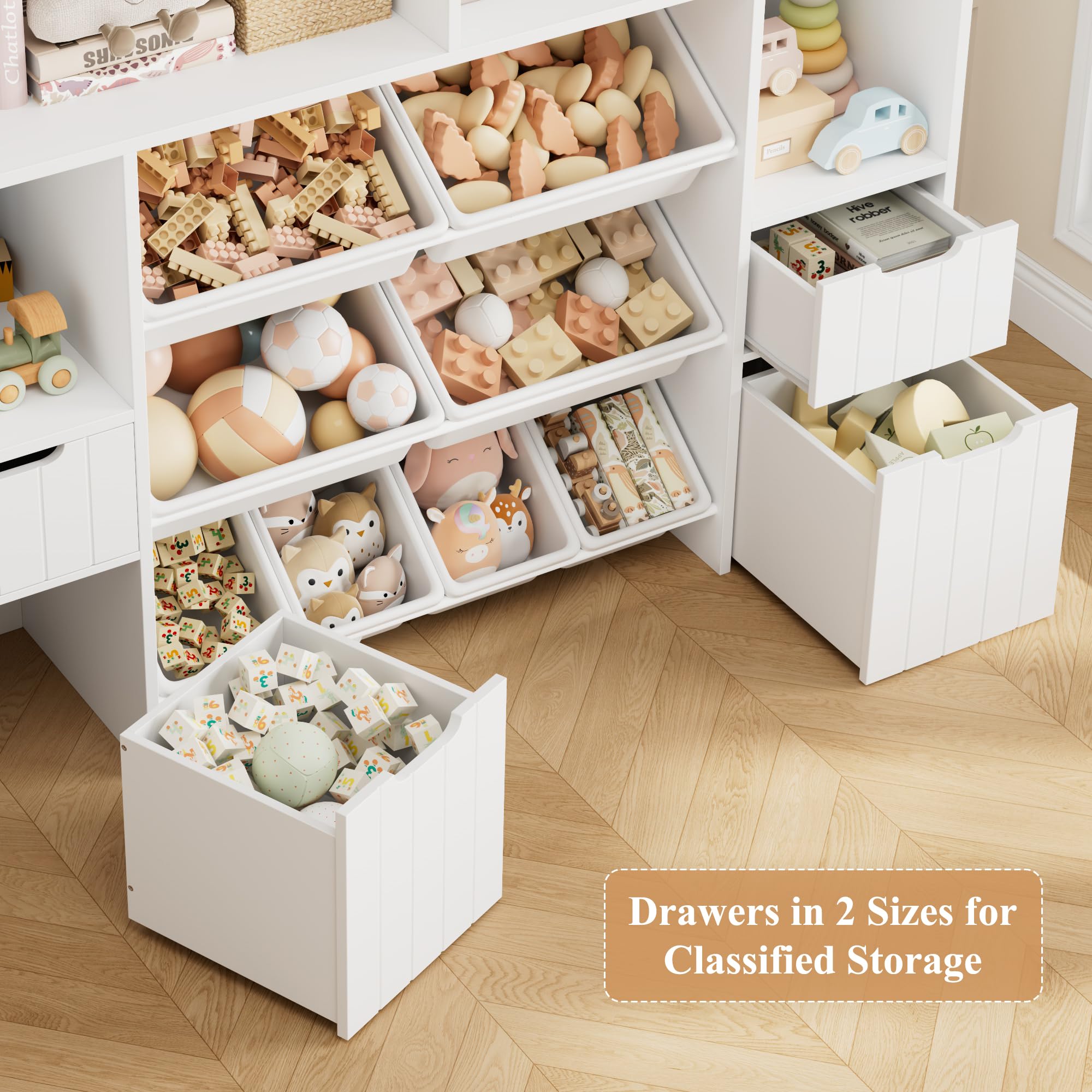 Toy Storage Organizer with Drawers and Bins