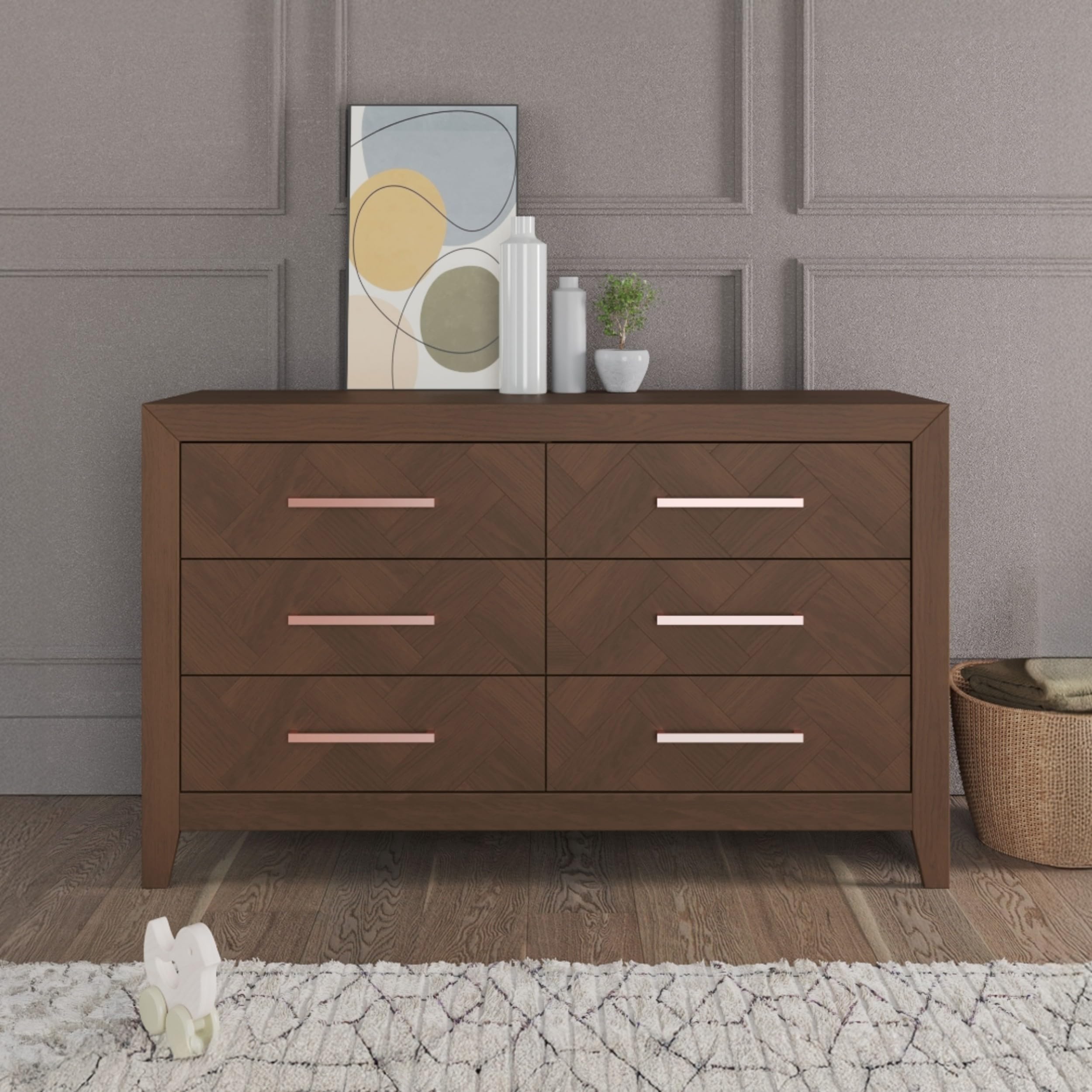 4-in-1 Convertible Crib Nursery Furniture Set with Dresser Chest and Nightstand