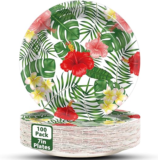 100pcs 7inch Red and White Plates Gingham Checkered Plaid Tableware Baby Shower