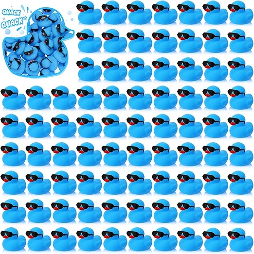 Pack Mini Rubber Ducks Set Bath Toys in Bulk with Sunglasses Float
