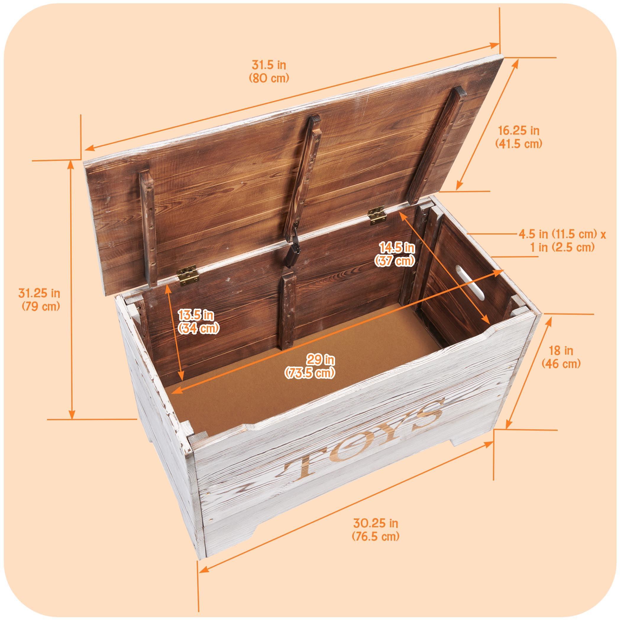 Solid Wood Toy Storage Chest with Safety Hinge