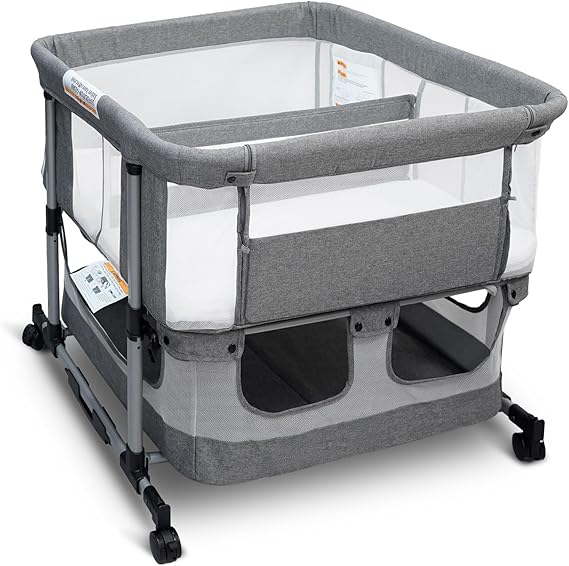 Cheermomo Twin Bassinet for 2 Babies, Double Bassinet for Twins