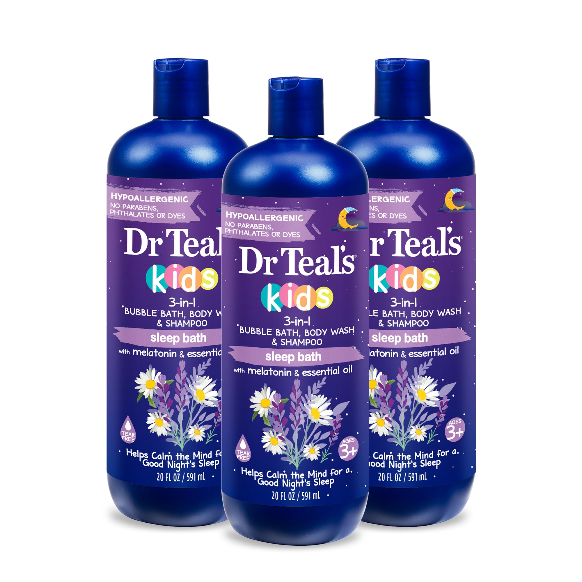 Kids 3-in-1 Sleep Bath: Bubble Bath, Body Wash & Shampoo