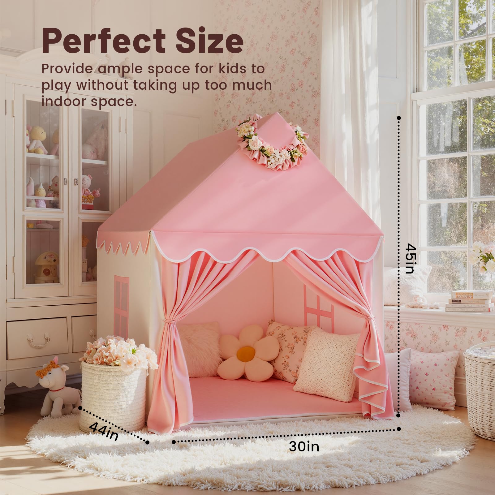 Large Pink Princess Castle Play Tent for Girls