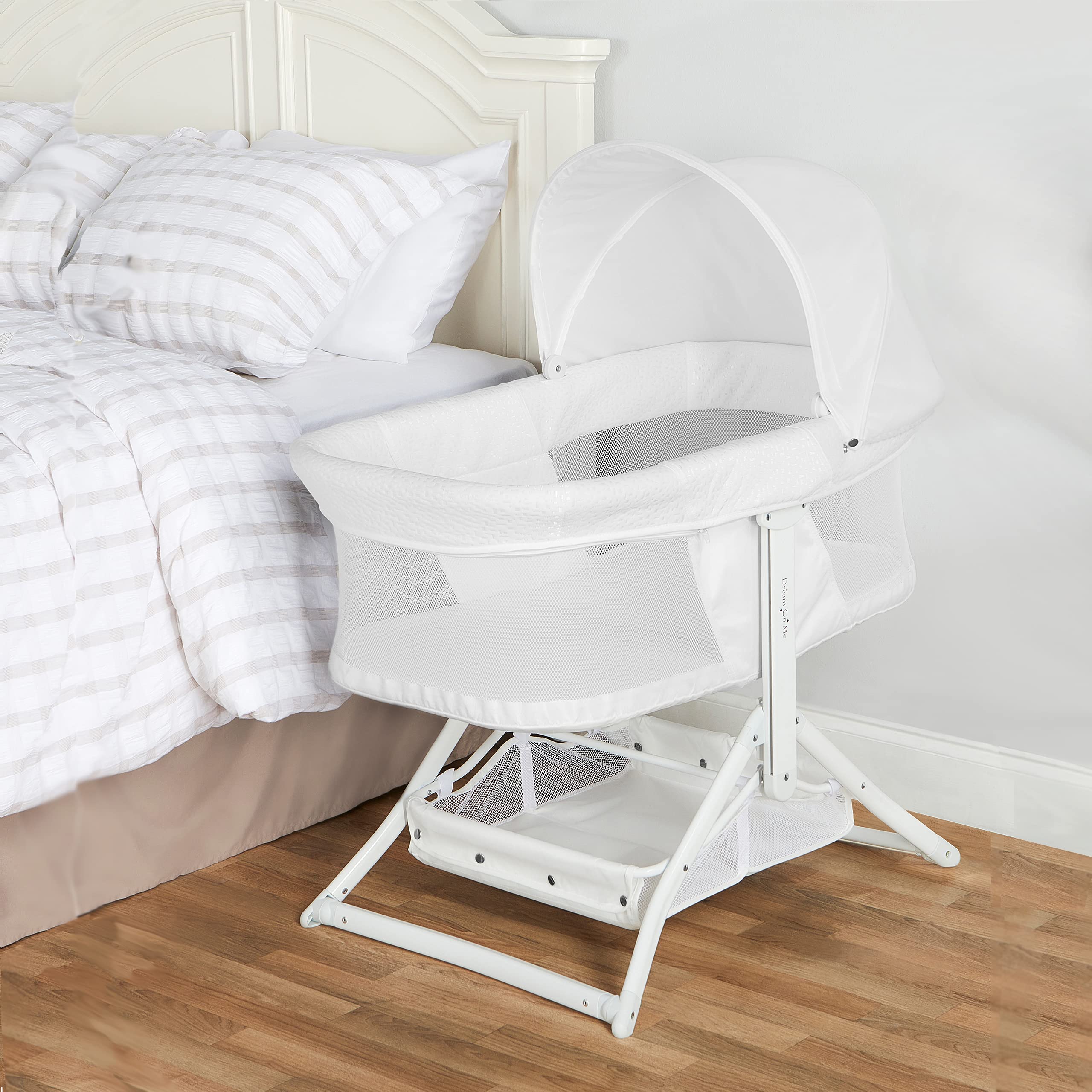 2-in-1 Convertible Insta Fold Bassinet and Cradle in White