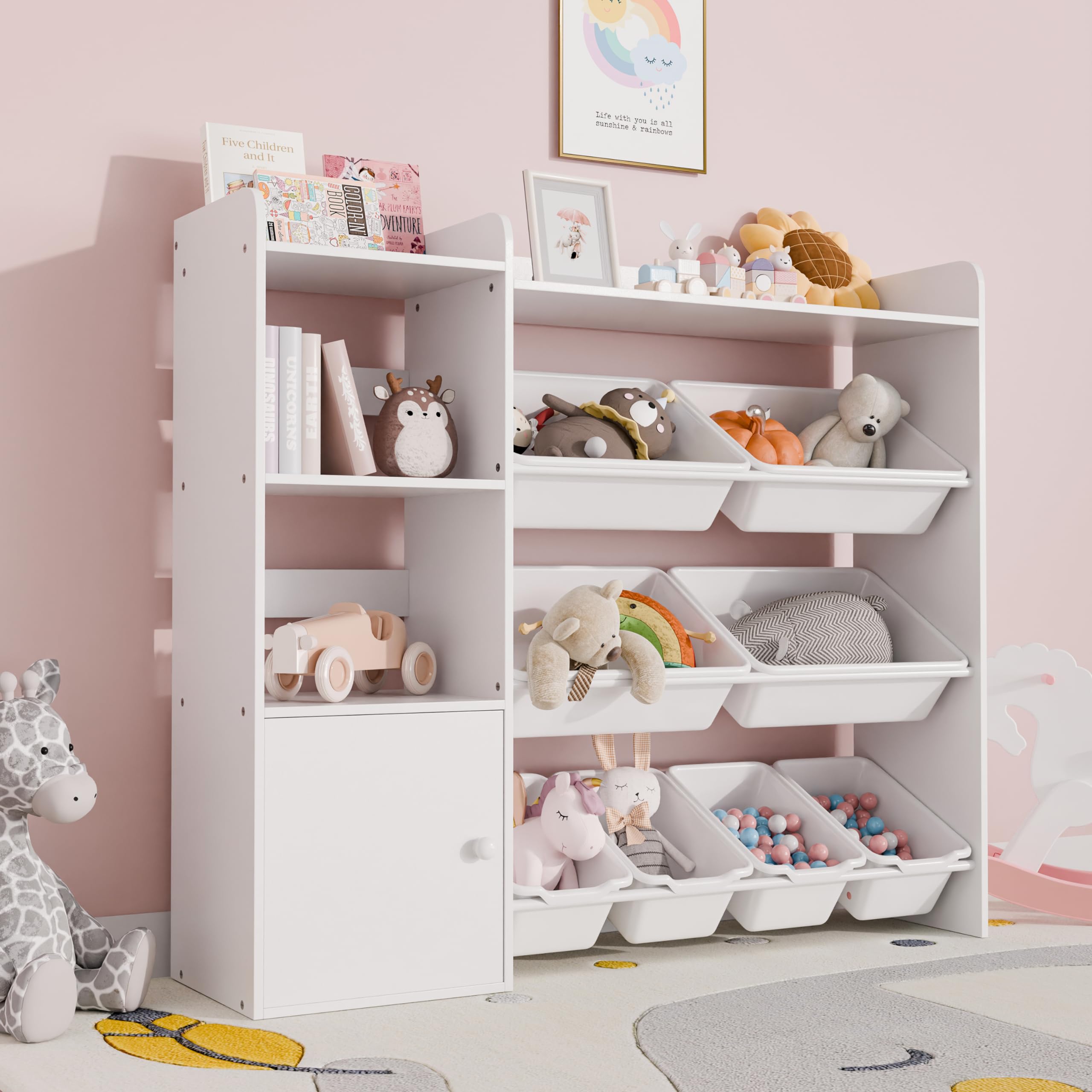4-Tier Kids Toy Storage Organizer with Removable Bins