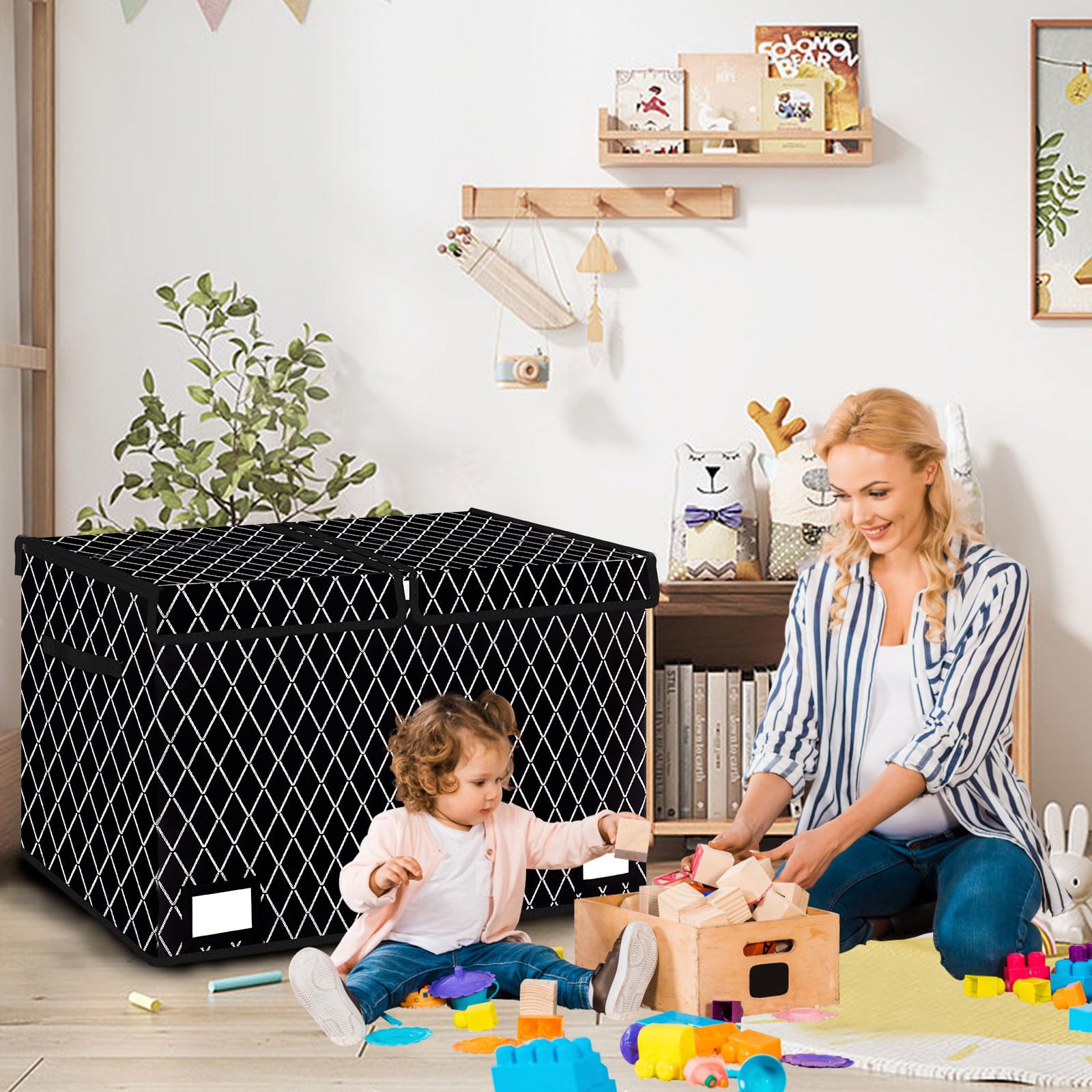 Large Toy Storage Box with Lid,Sturdy Toys Storage Chest Bin Organizer for Kids