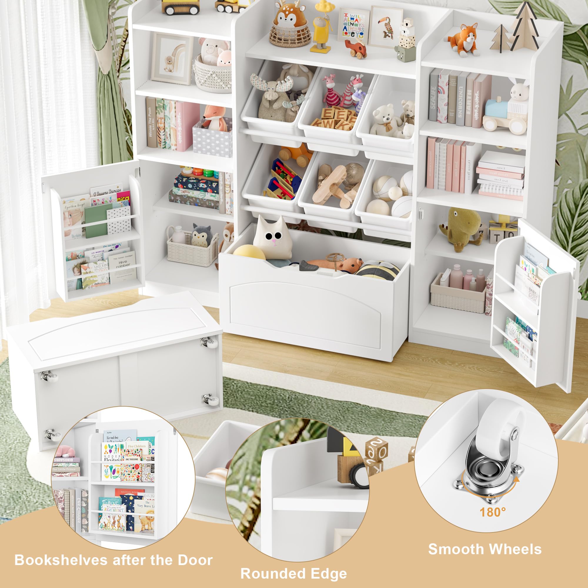 55” Toy Storage Organizer with Removable Bins