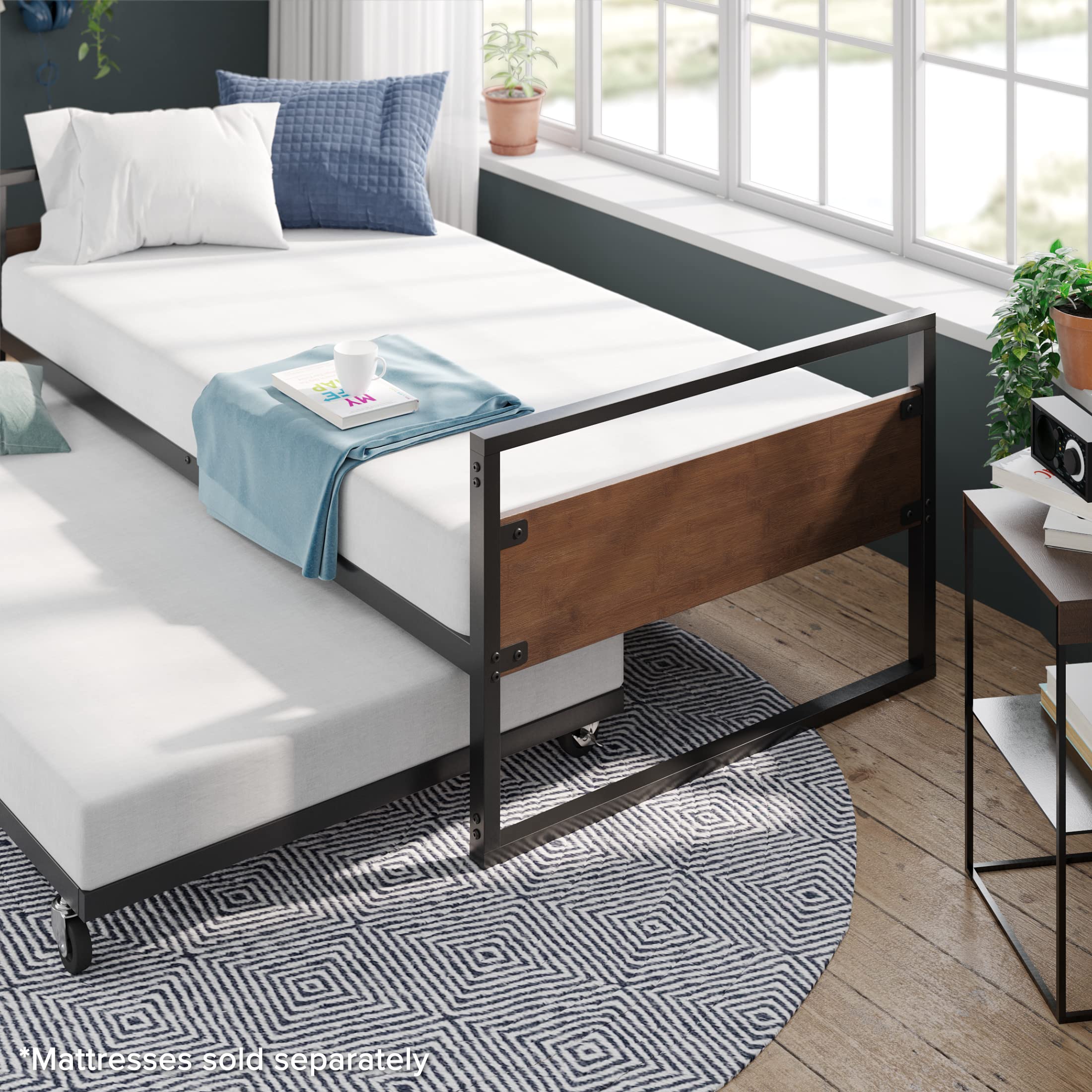 Bamboo Metal Daybed with Trundle Twin Size