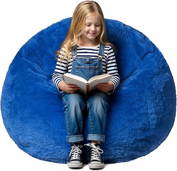 Kids Bean Bag Chair, 2.5 Feet Faux Rabbit Fur Bean Bag