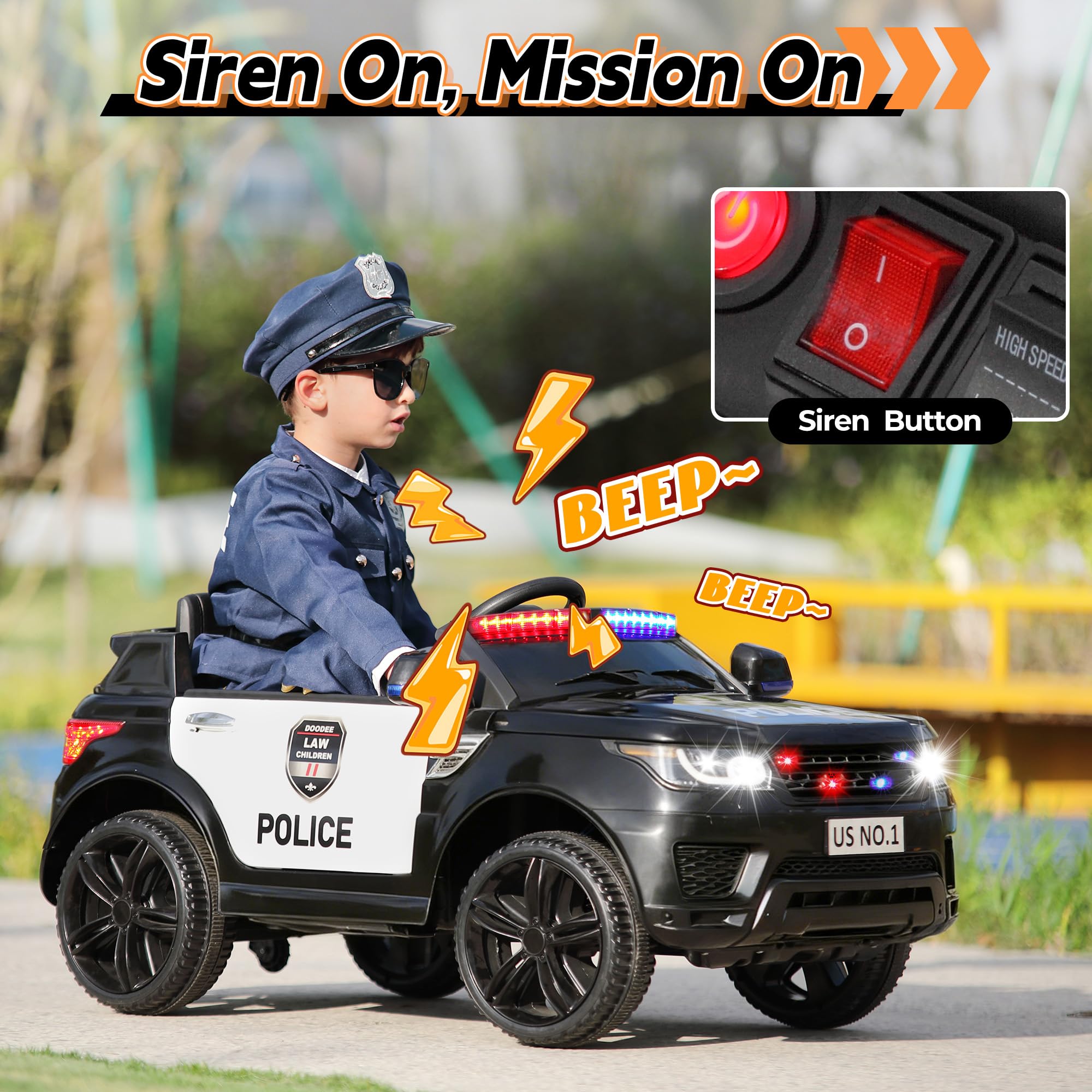 Kids Electric Police Car Ride-On with Remote Control