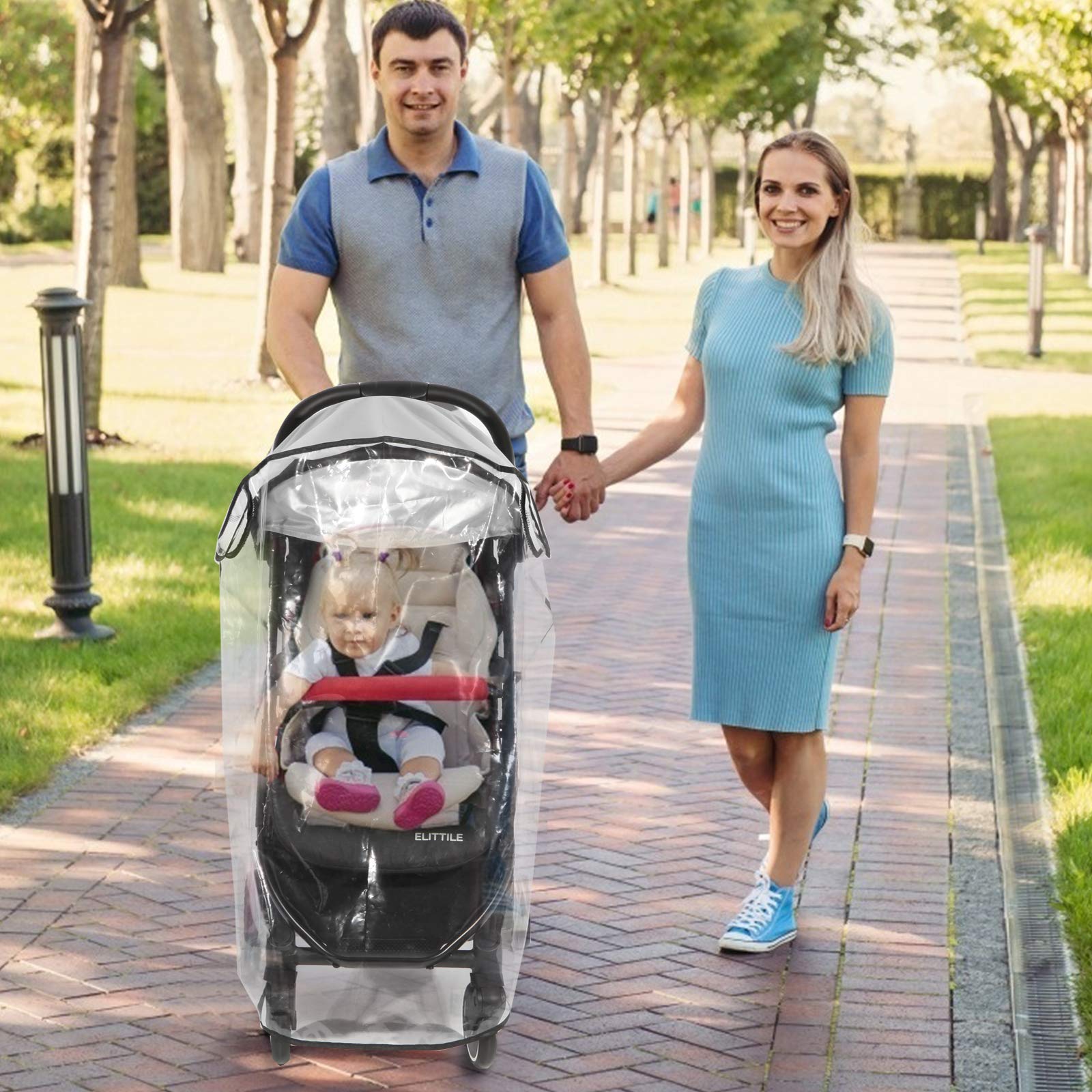 Clear Stroller Rain Cover, Universal Travel Weather Shield Breathable Baby Stroller