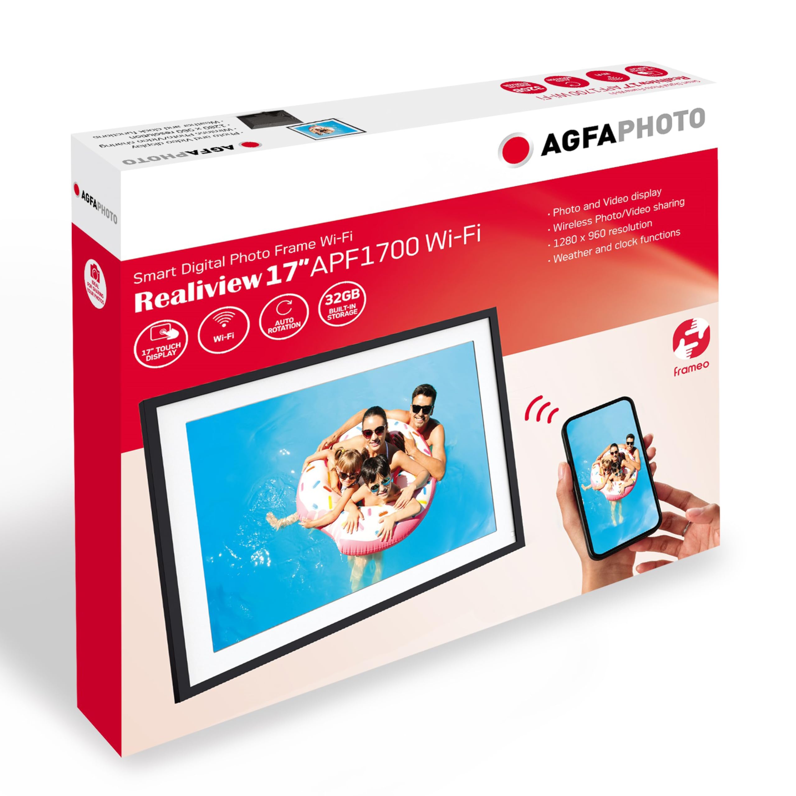 Photo Connected Digital Photo Frame Realiview APF1700 Wi-Fi 17" LCD
