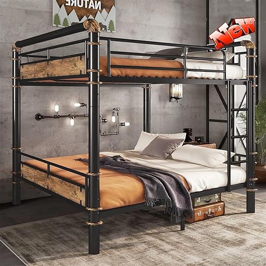 Reinforced Version & Stronger Convertible Steel Full XL Over Queen Size Bunk