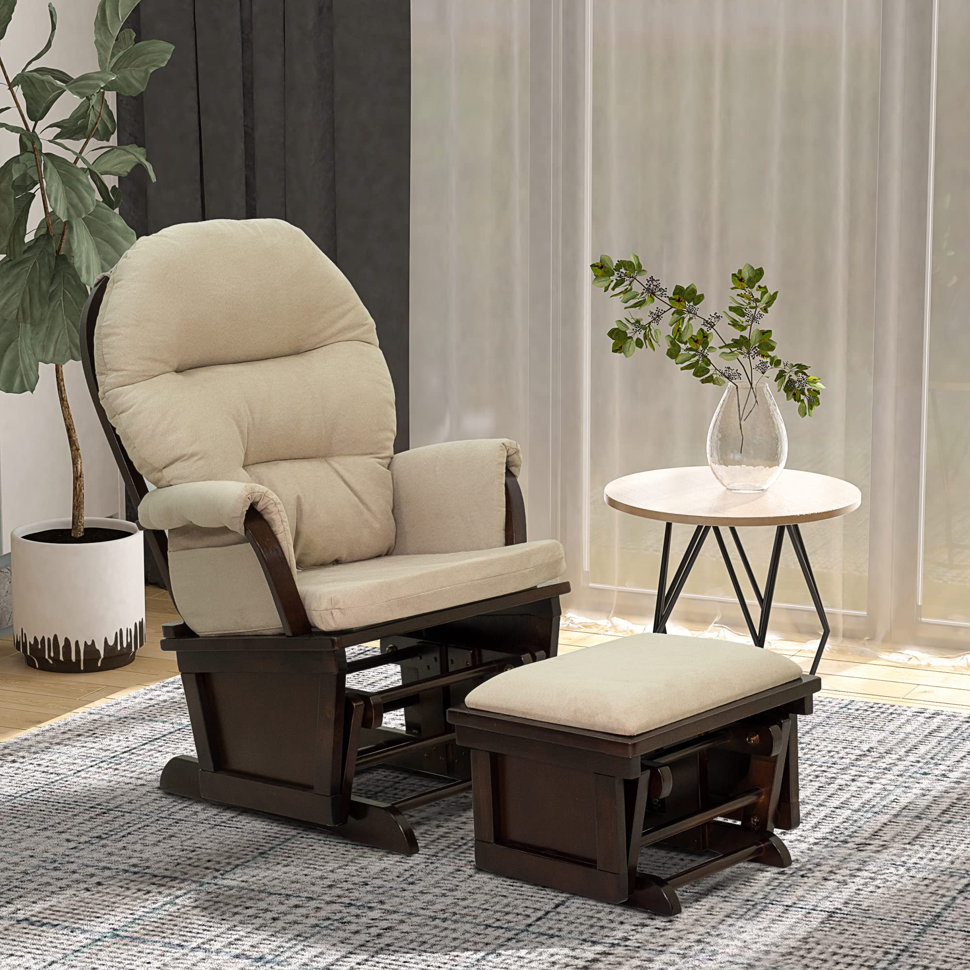 Nursery Glider Rocking Chair with Ottoman