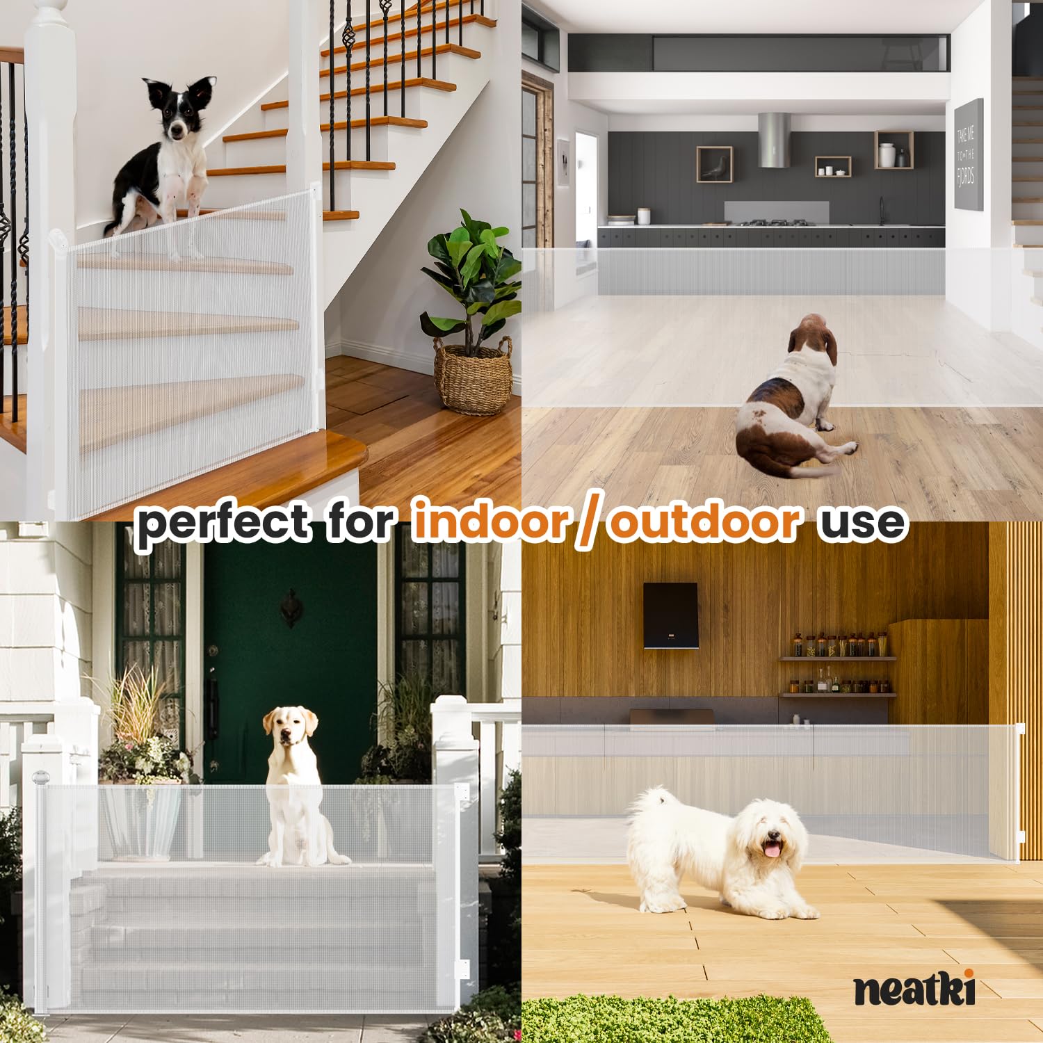 Retractable Baby Gate for Stairs with Double Lock System