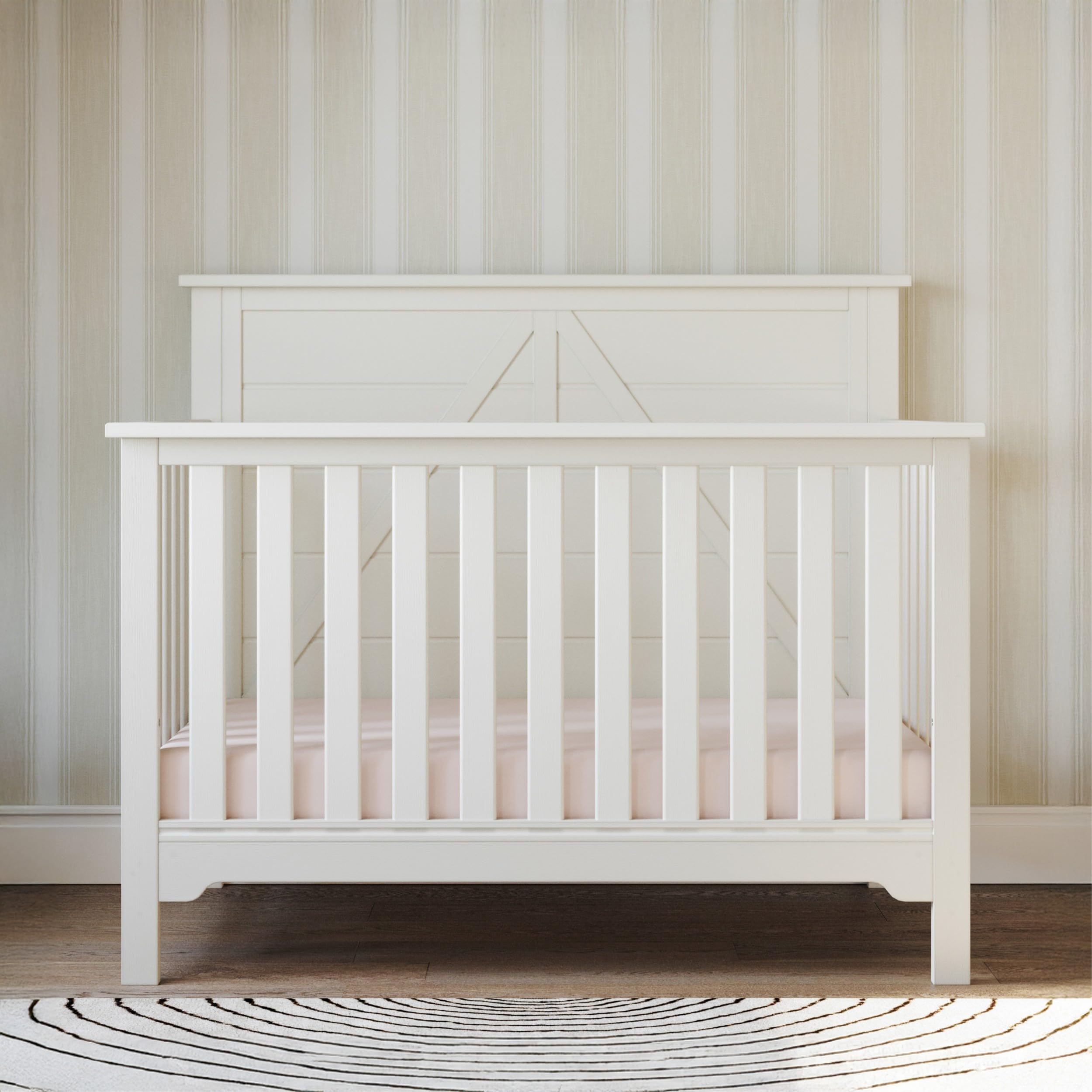 4-in-1 Convertible Crib Nursery Furniture Set with Dresser and Nightstand