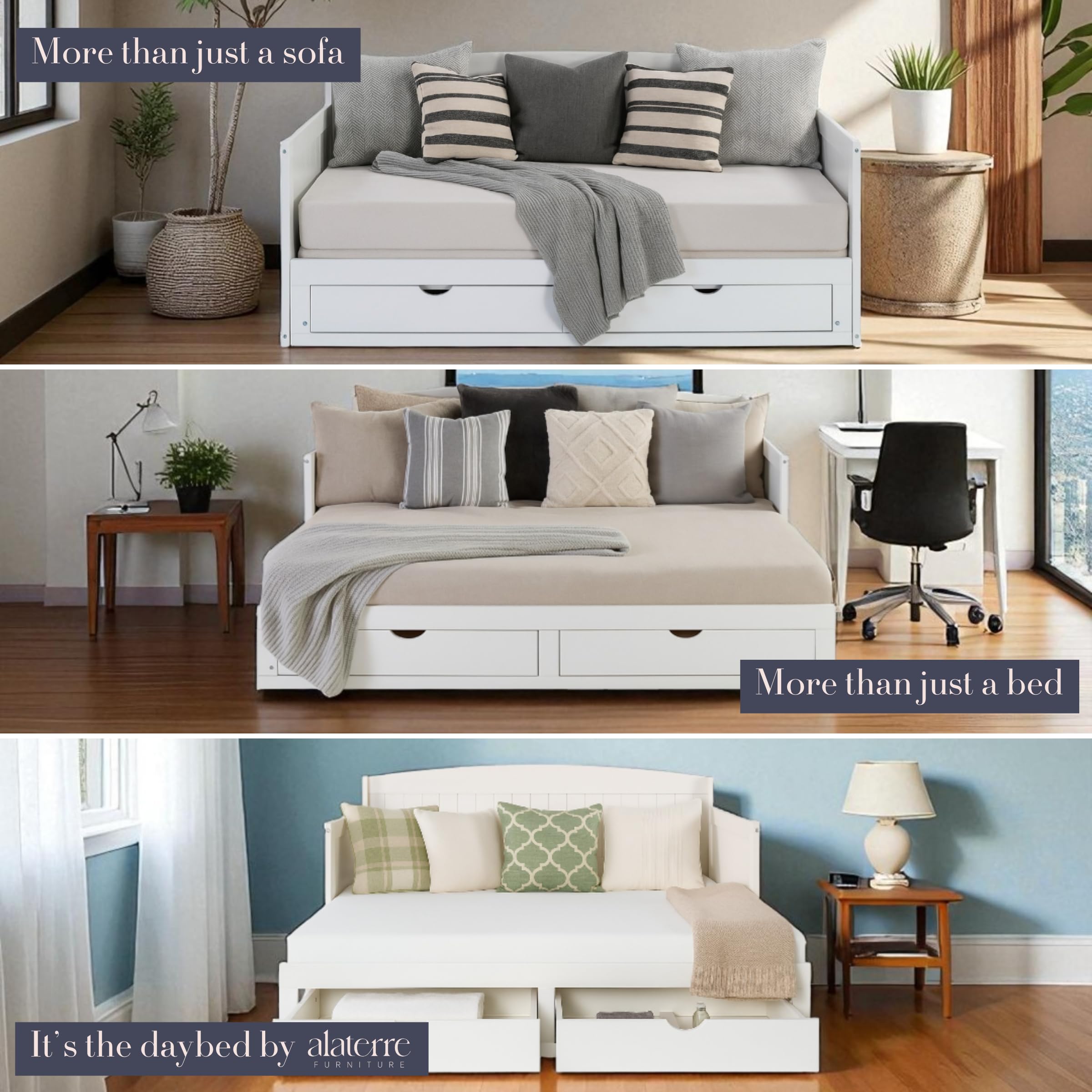 Twin to King Daybed with Trundle and Storage Drawers