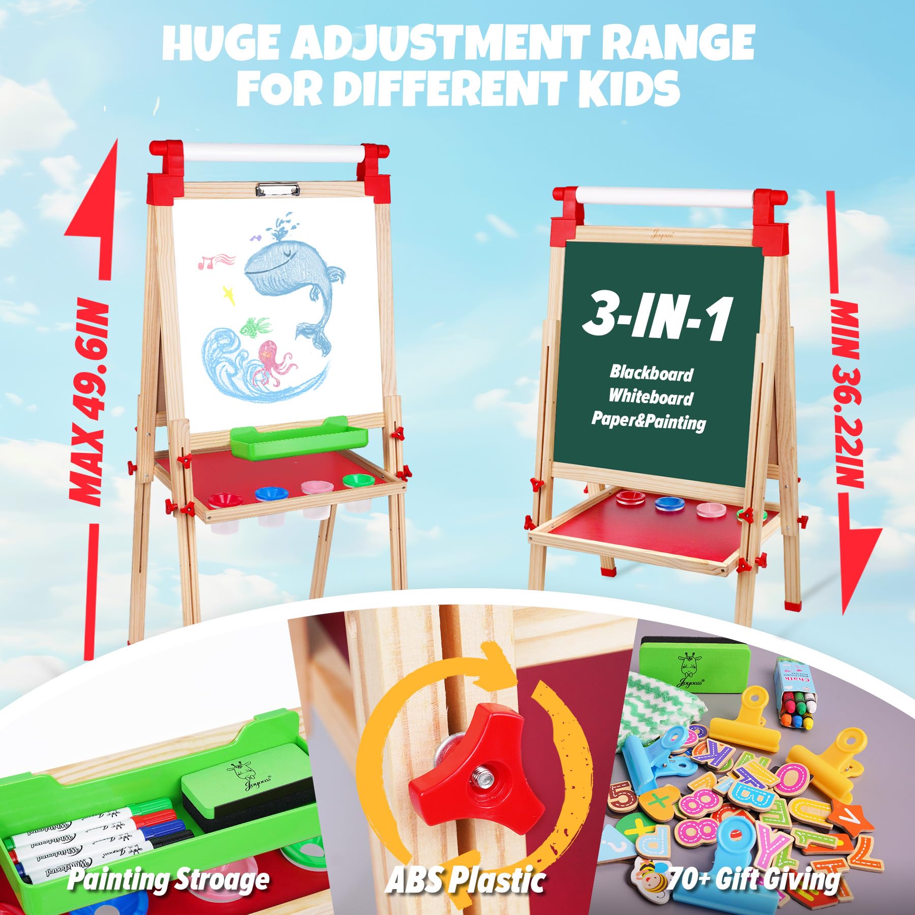Kids Wooden Art Easel with Paper Roll