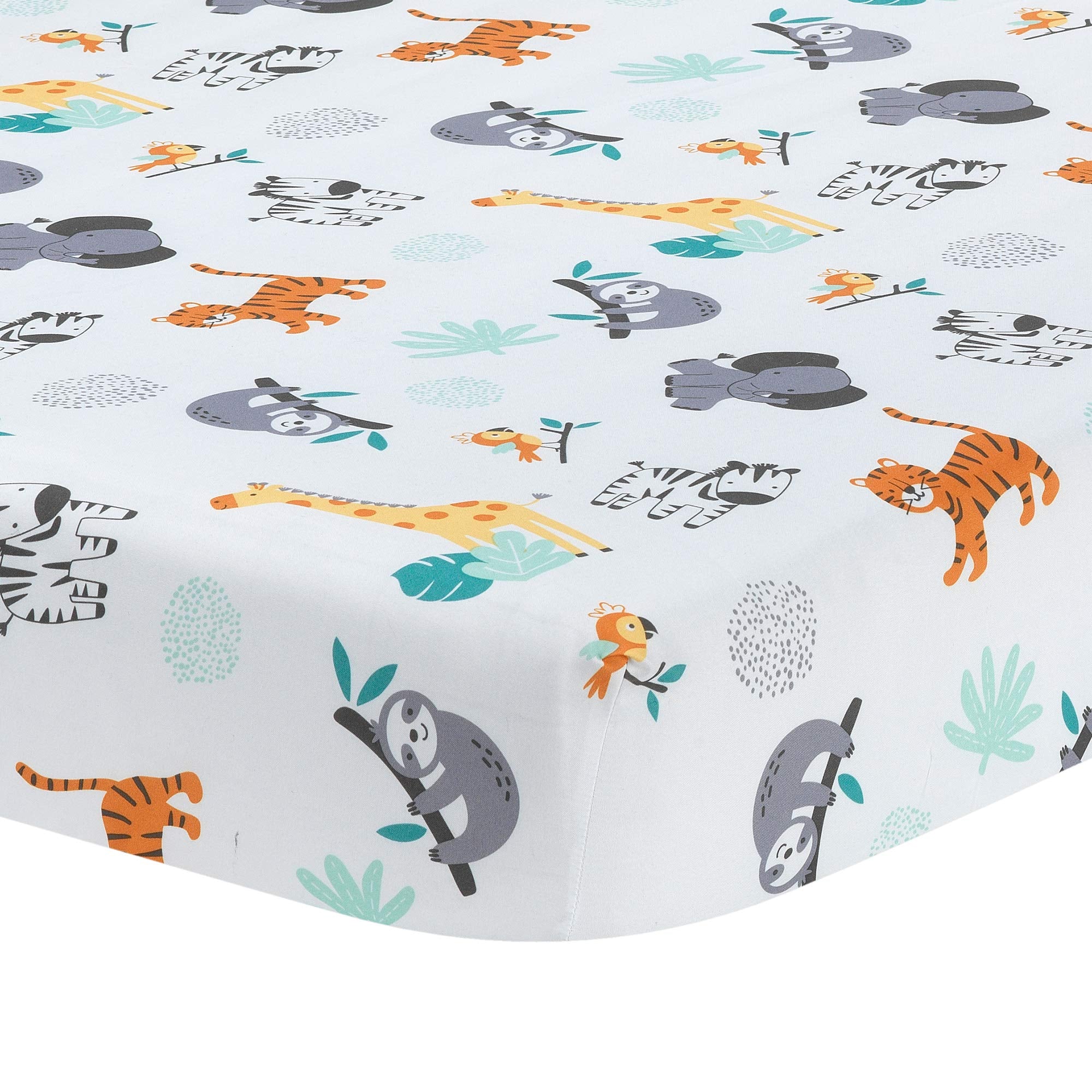 Jungle Animal 3-Piece Crib Bedding Set - Quilt, Fitted Sheet & Skirt
