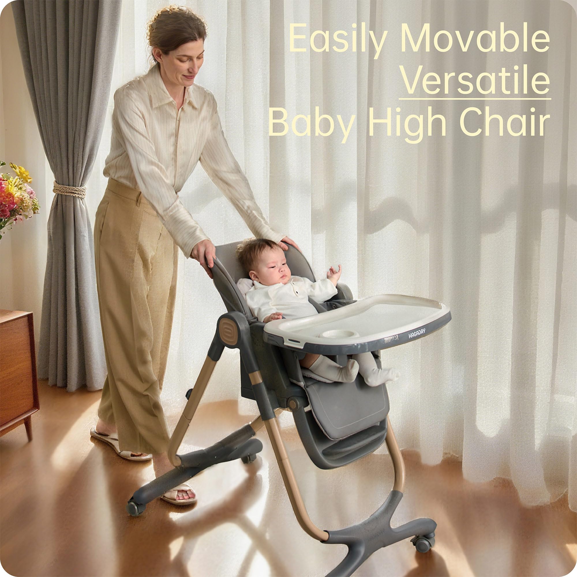 6-in-1 Convertible High Chair with Adjustable Height and Foldable Design