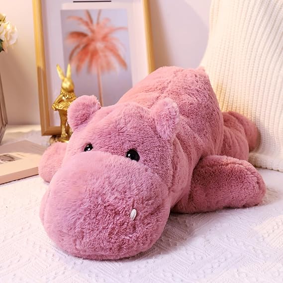 Weighted Stuffed Animals, Soft Pink Hippo Plush