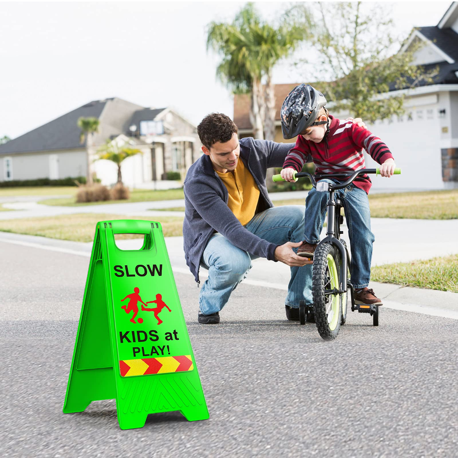 3 Pack Kids at Play Signs with Reflective Tape, Children at Play Safety Signs