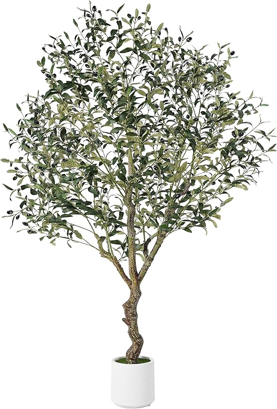7ft Realistic Artificial Olive Tree with Natural Wood Trunk Lifelike