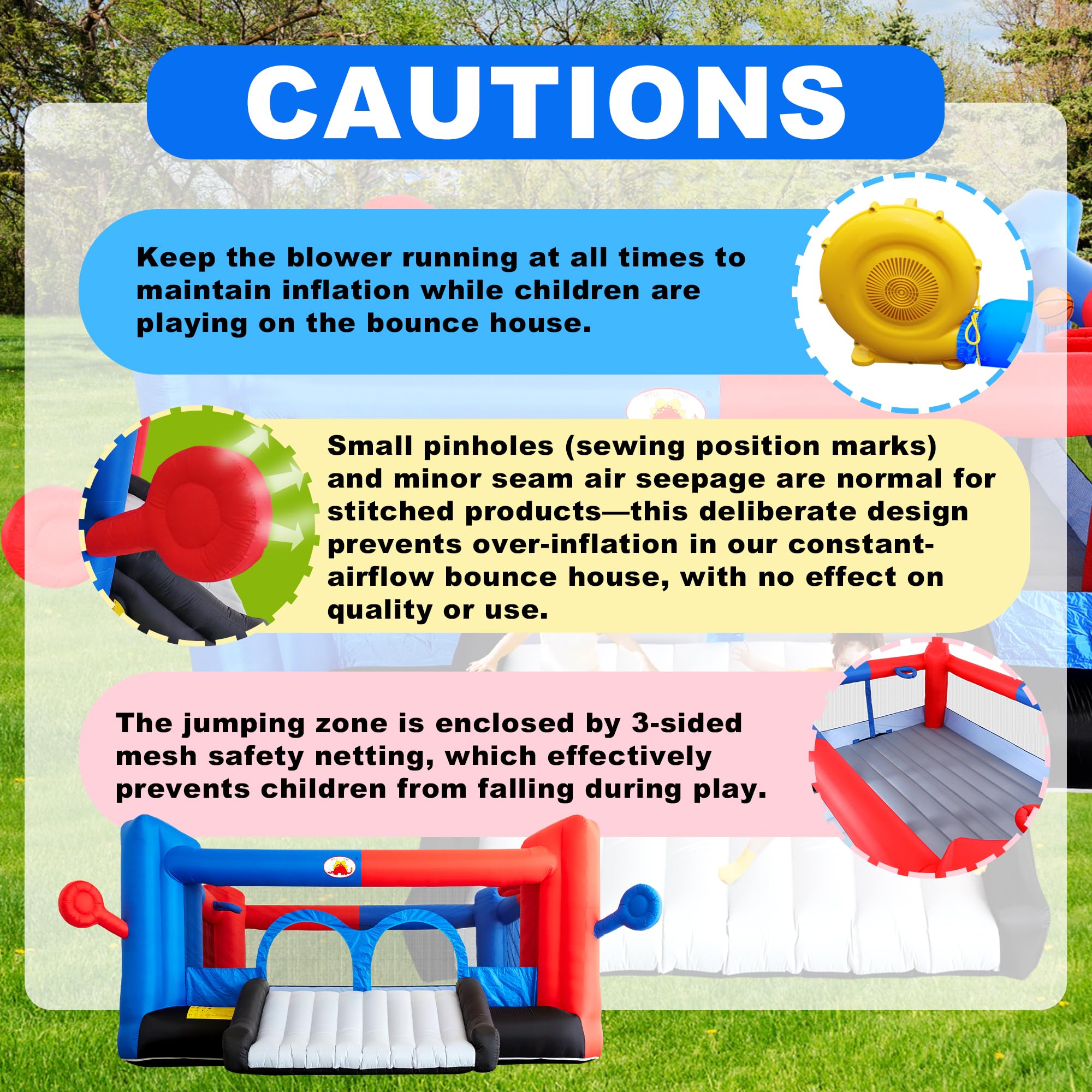 Inflatable Bounce House with Dual Slides and Basketball Hoops