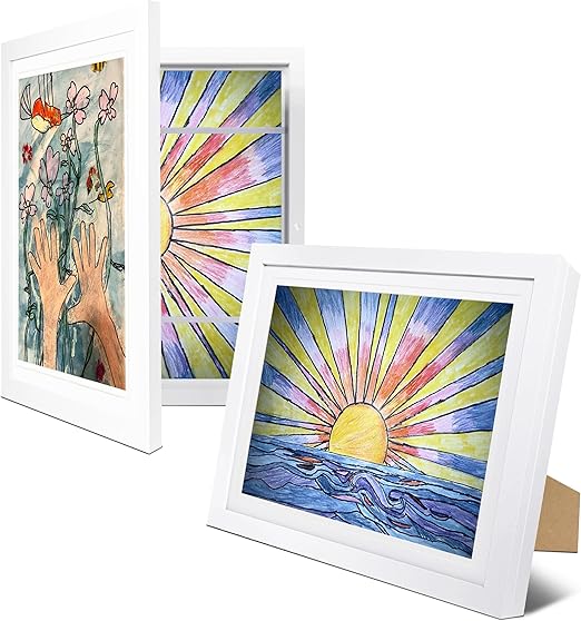 2-Pack Kids Artwork Frames Changeable 10x12.5 w Easels