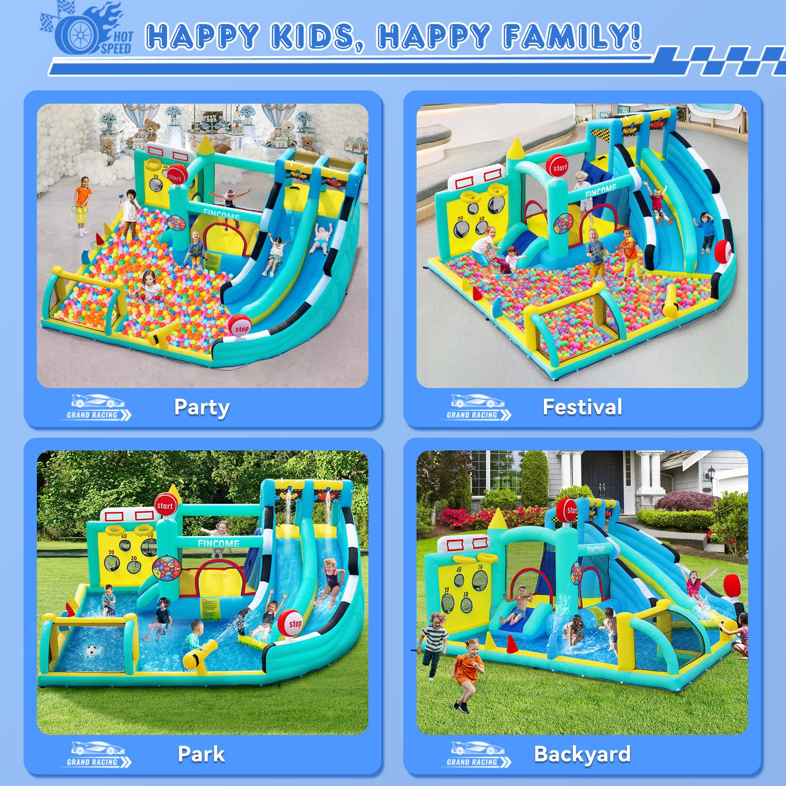 Large Inflatable Bounce House with Double Water Slides