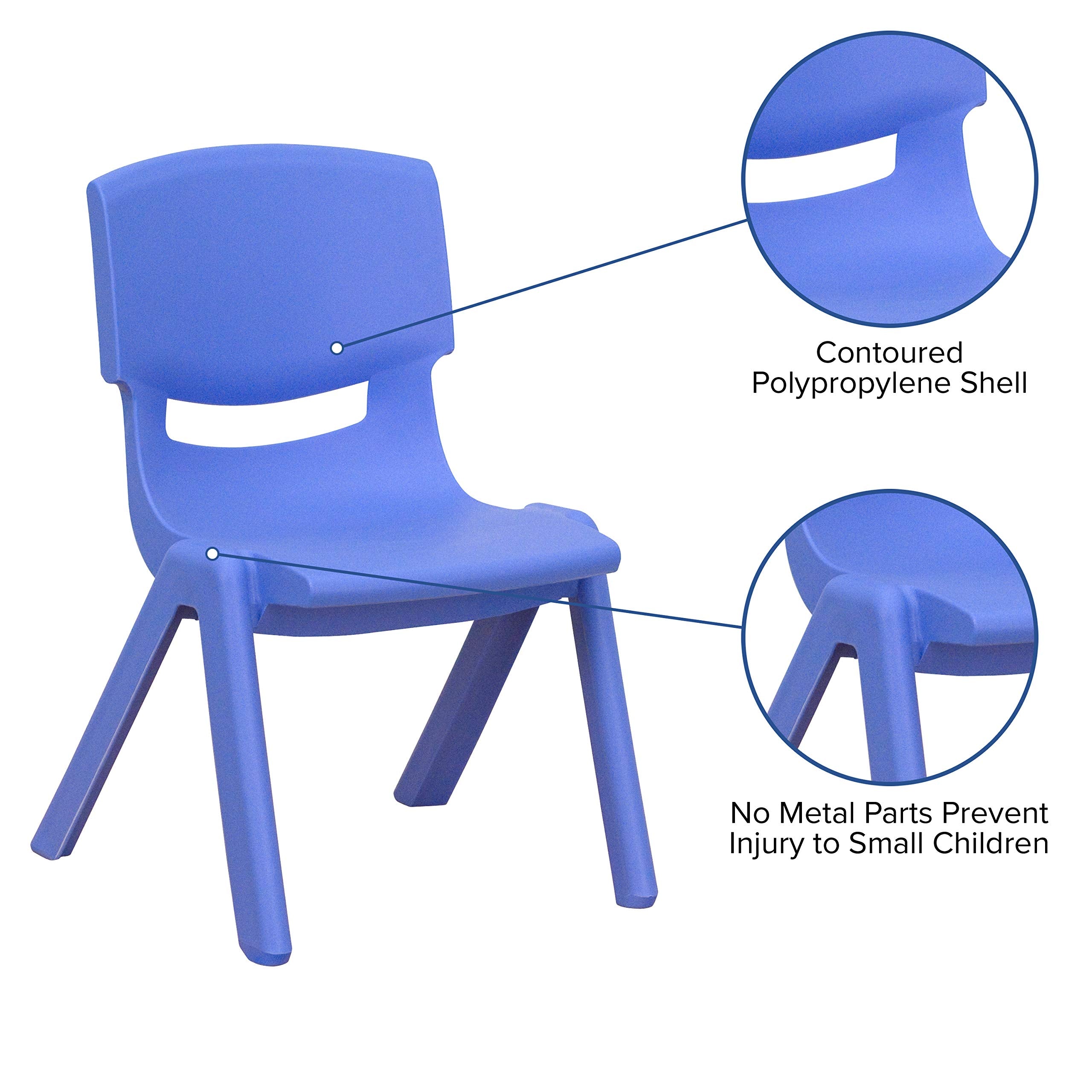 Blue Plastic Stackable School Chair 10.5" Seat Height