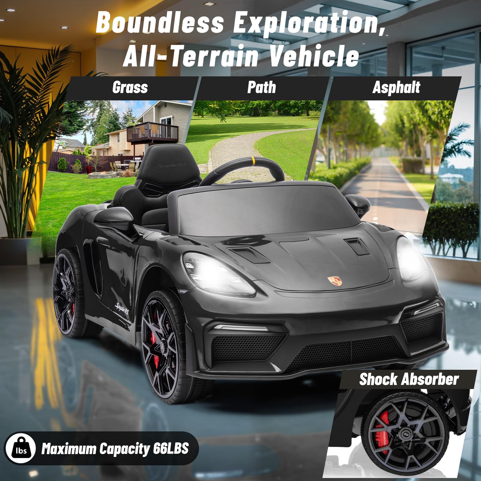 12V Porsche 718 Ride-On Car with Remote Control