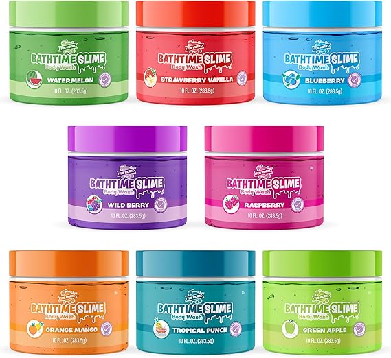 Bath Slime Kids Body Wash, Variety 4 Pack | Gooey, Playful Texture with Fresh