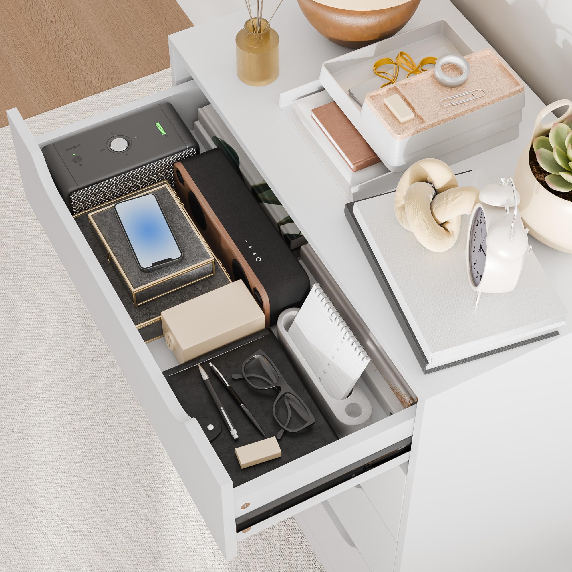Modern 4 Drawers Dresser Storage Organizer, Wood Dressers
