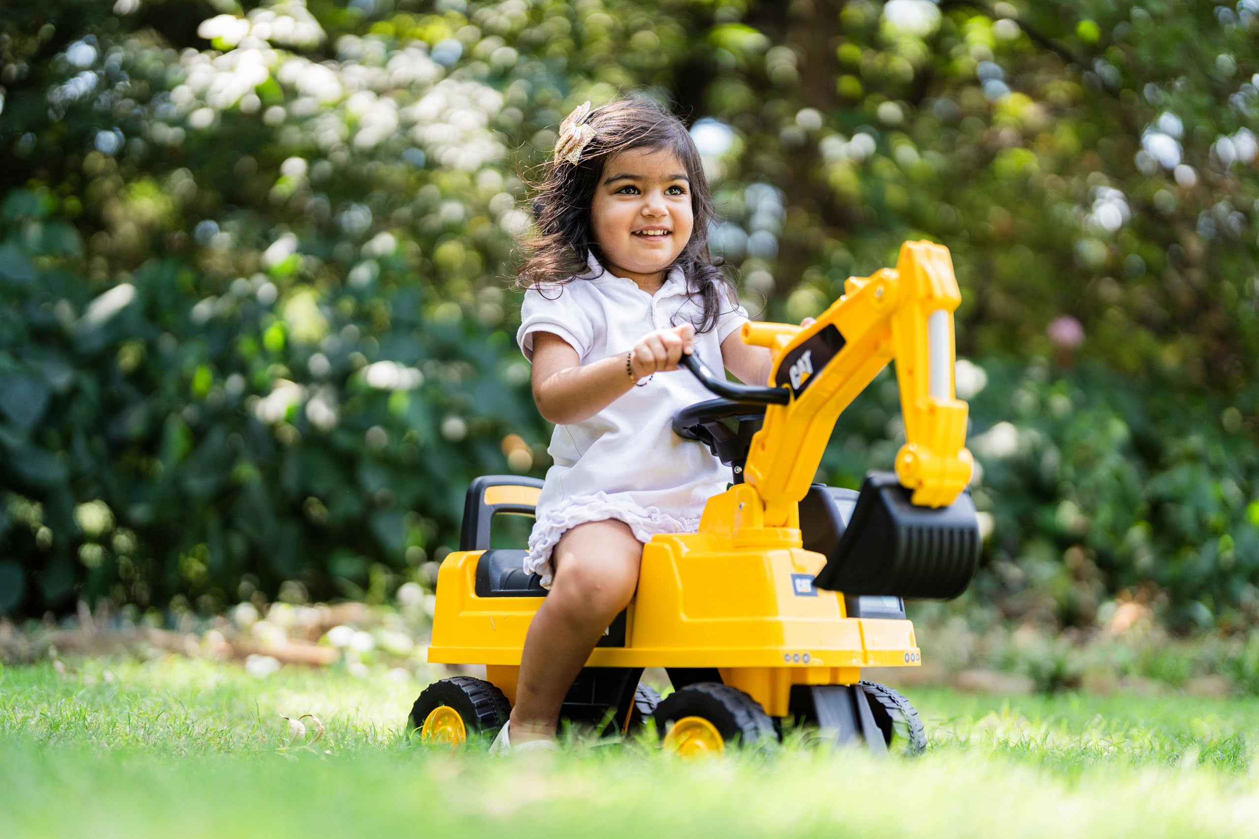 CAT Excavator Push Car for Toddlers with Rotating Bucket
