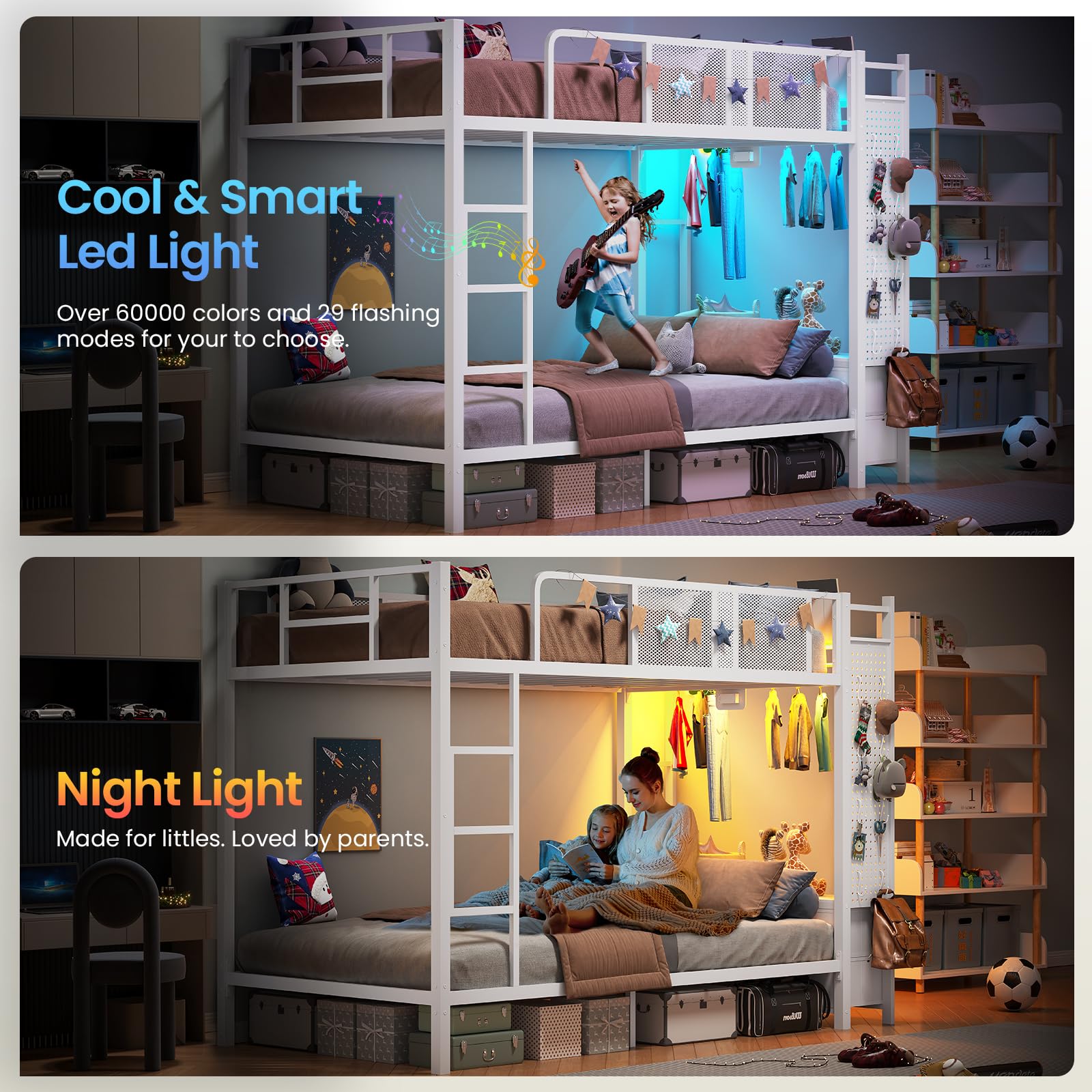 Metal Twin Over Twin Bunk Bed with Storage