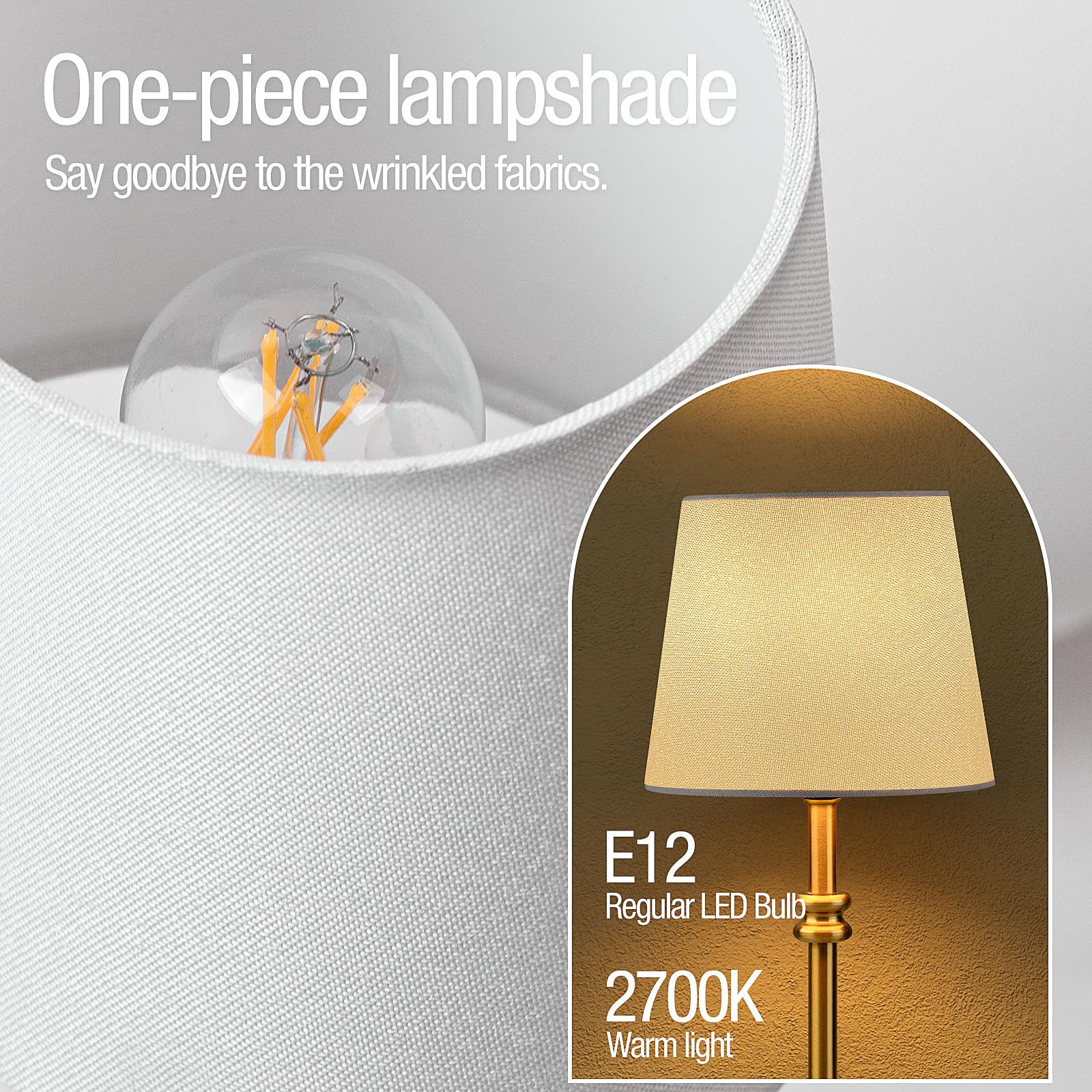 Rechargeable Cordless Table Lamp with Fabric Shade