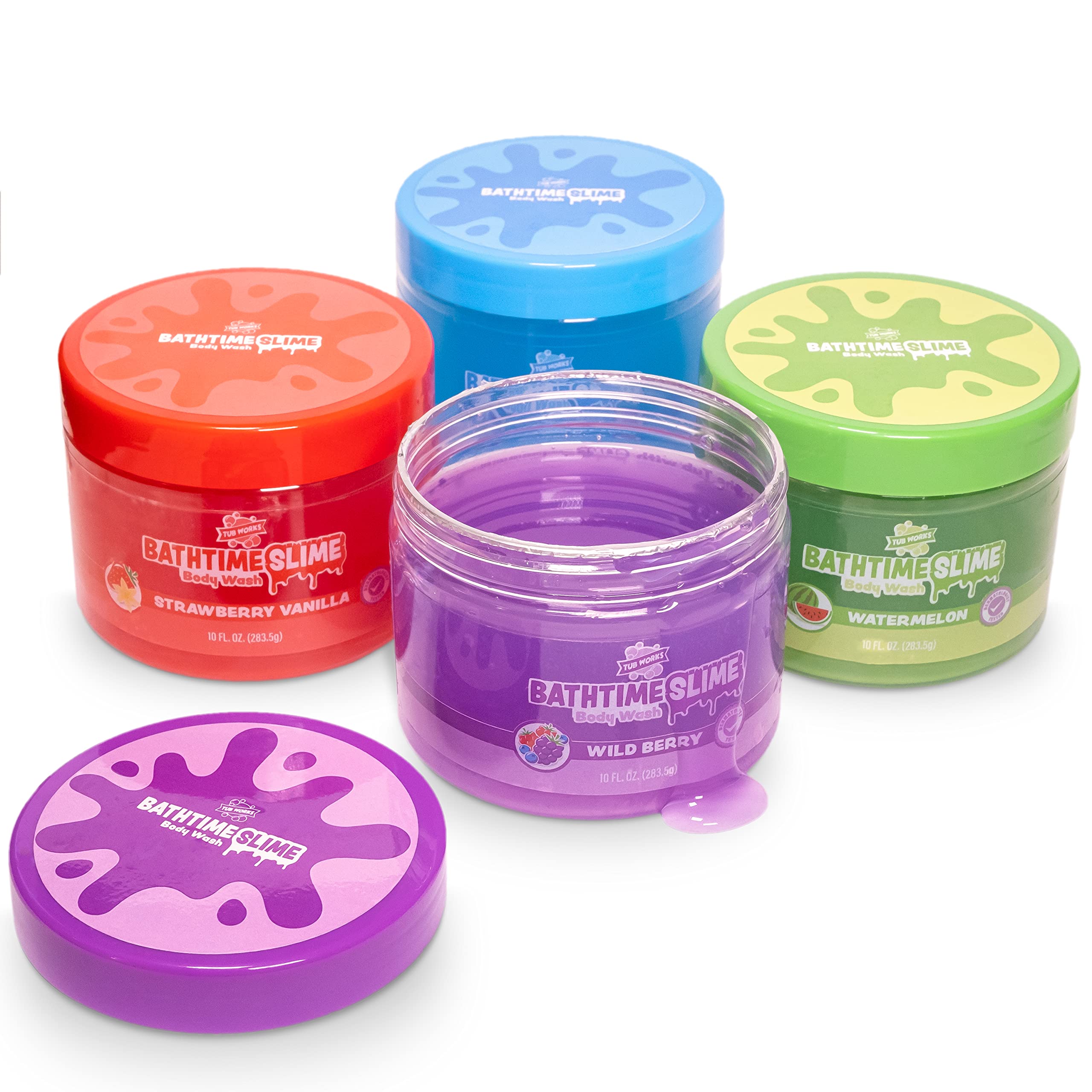 Bath Slime Kids Body Wash, Variety 4 Pack | Gooey, Playful Texture with Fresh