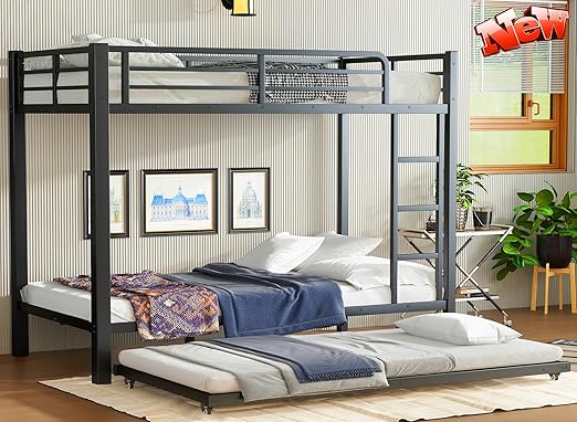 Upgraded Version Thicken Stronger Metal Heavy-Duty Twin Over Full Bunk Bed