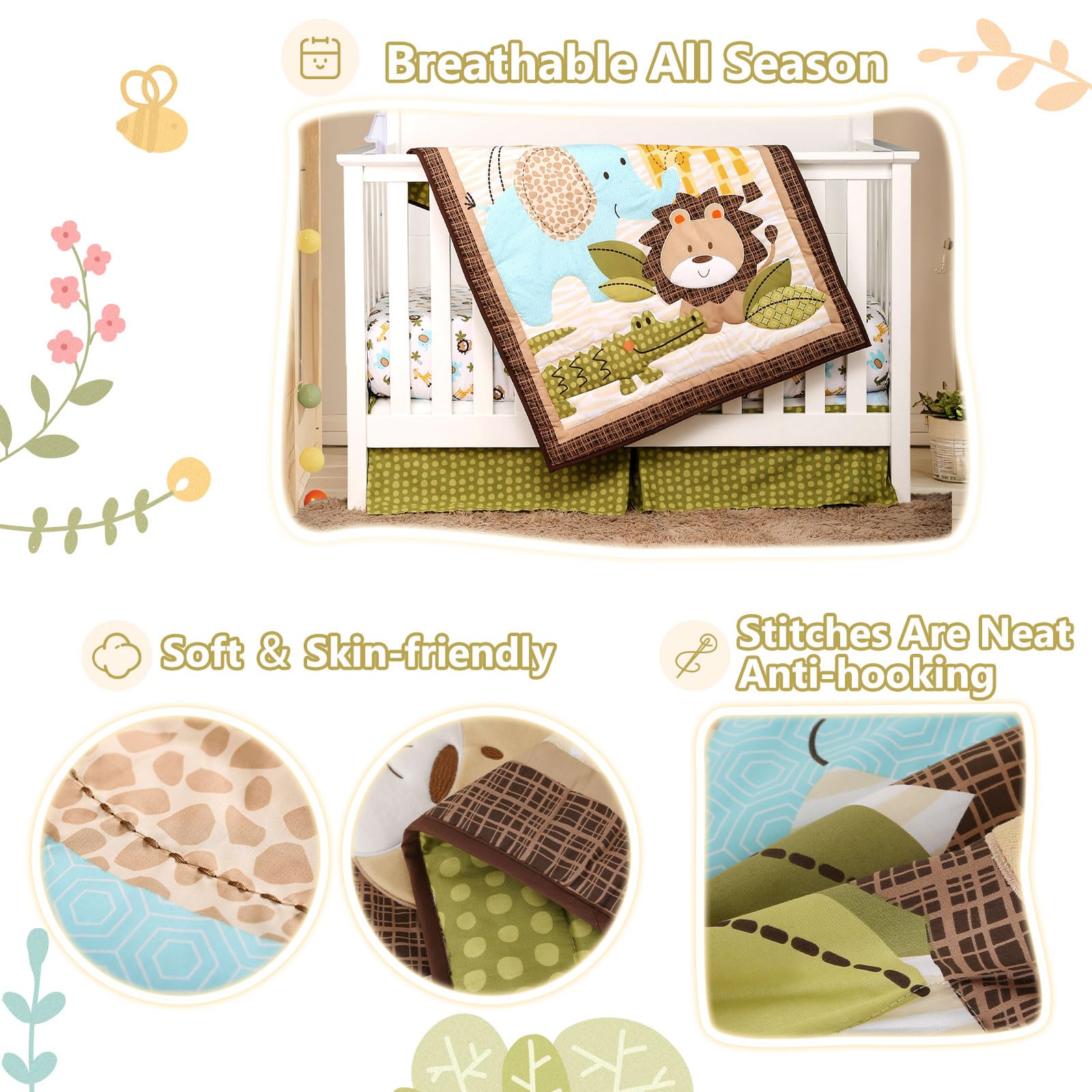 Safari Mini Crib Bedding Set for Boys