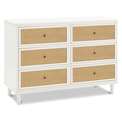 Namesake Marin with Cane 6 Drawer Dresser in Honey and Honey Cane