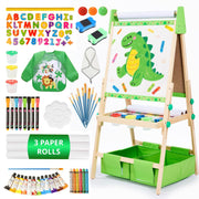Adjustable Wooden Art Easel for Kids with Magnetic Whiteboard and Chalkboard