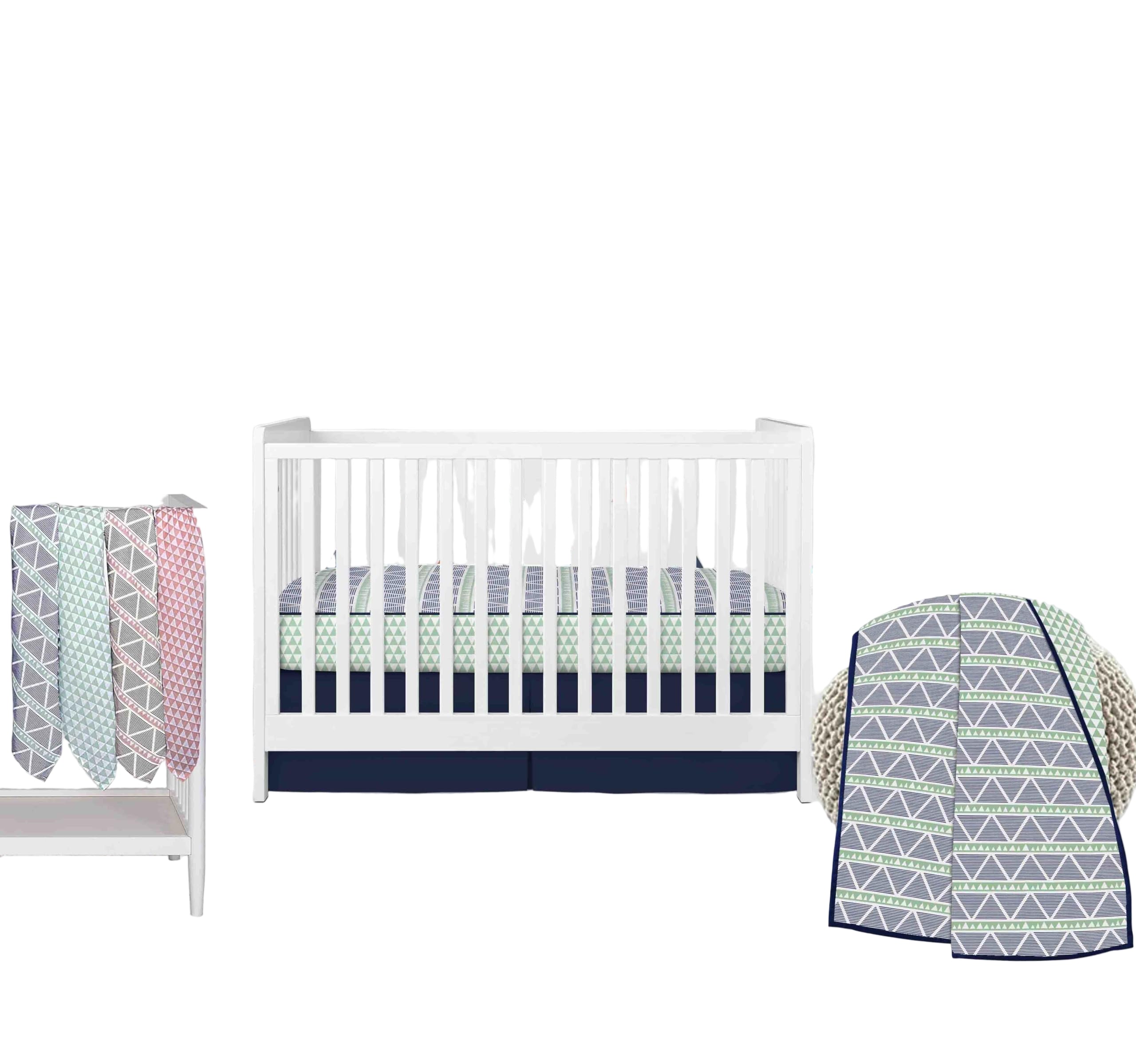 100 Percent Breathable Cotton Muslin/Percale 10 Piece Nursery Baby Crib Bedding Set