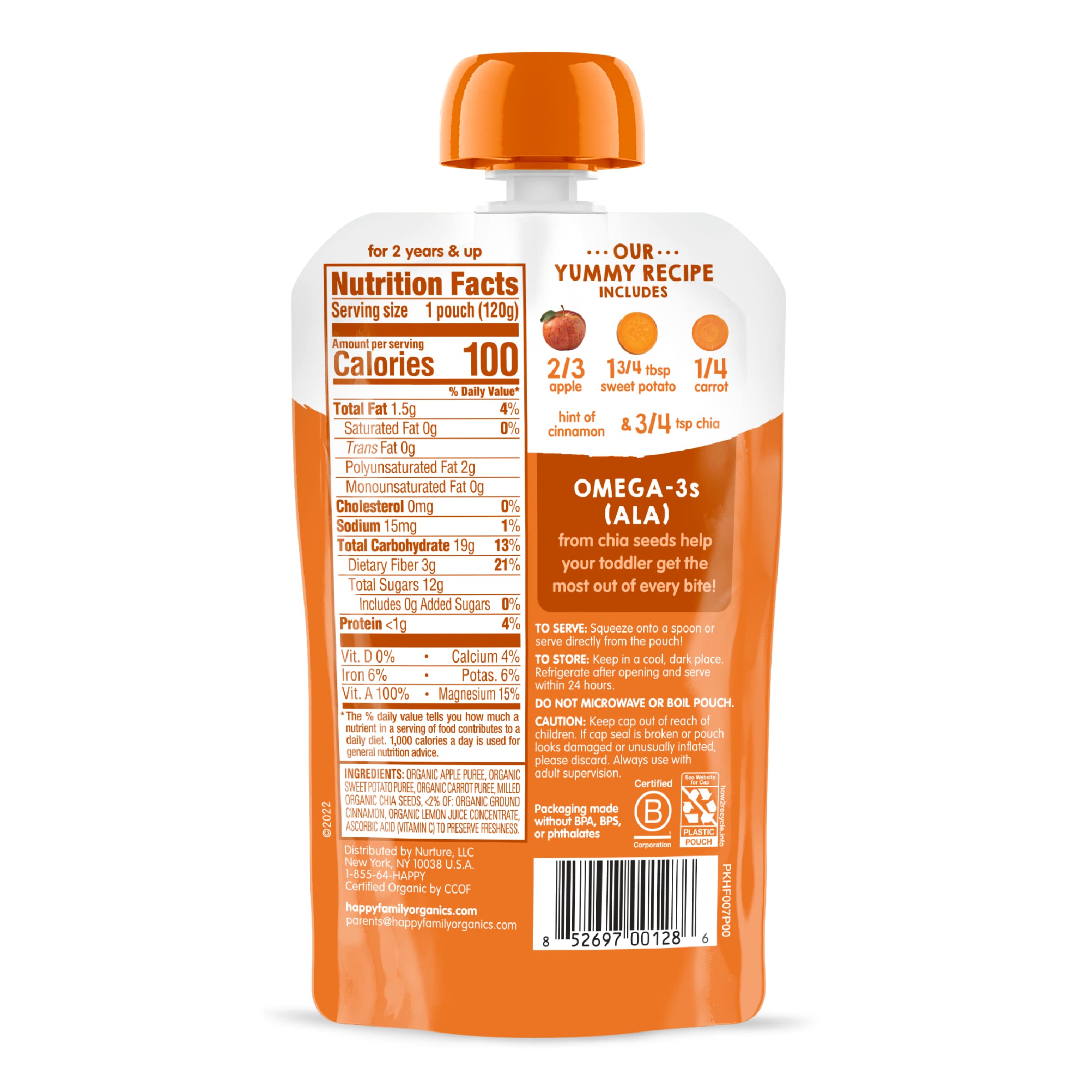 Organics Stage 4 Baby Food Pouches, Gluten Free, Vegan Snack